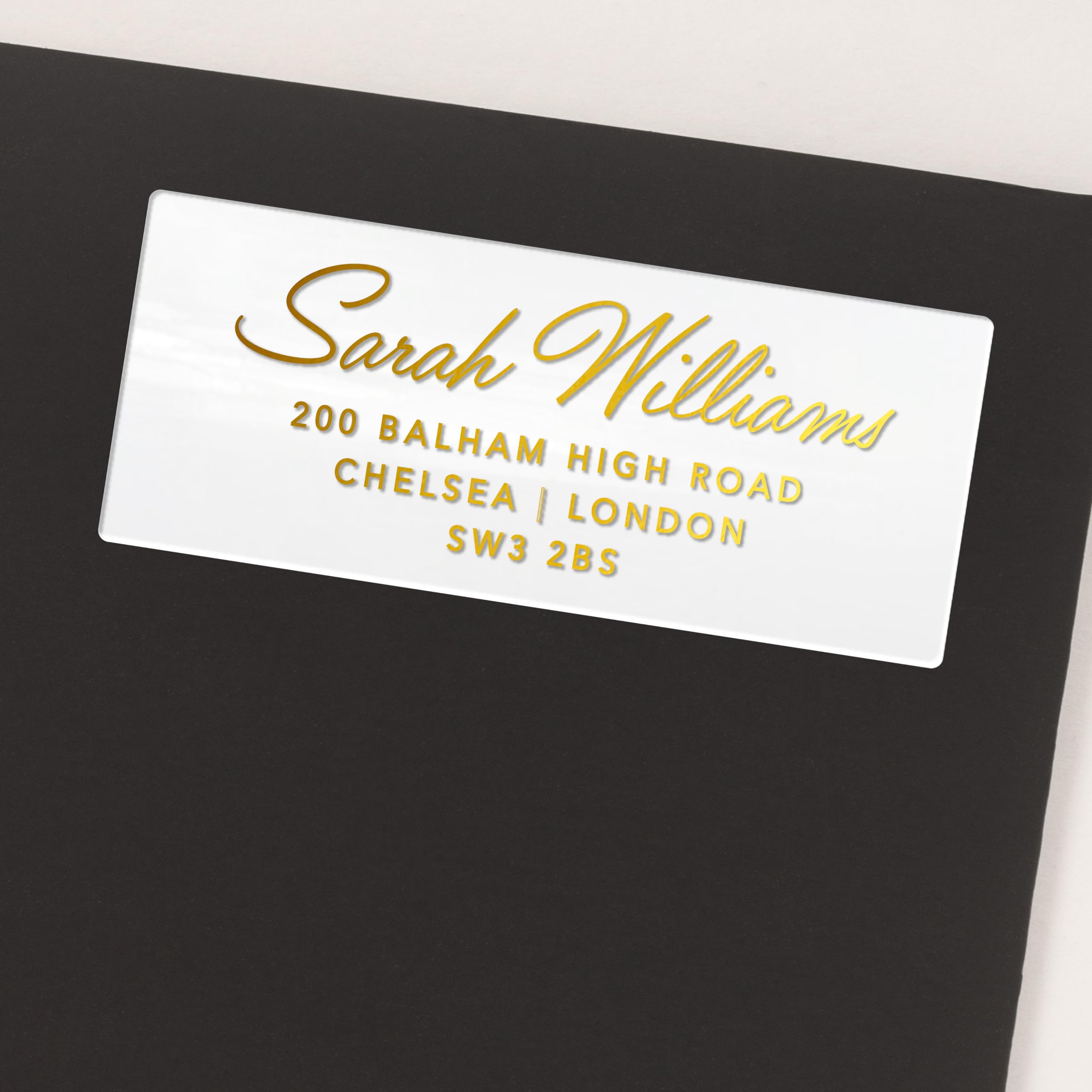 Personalised Custom Return Address Stickers, Self Adhesive White Gold Silver Labels (25x60mm), 30 rectangle stickers per A4 Sheet, Custom labels designed and printed in the UK - RA10