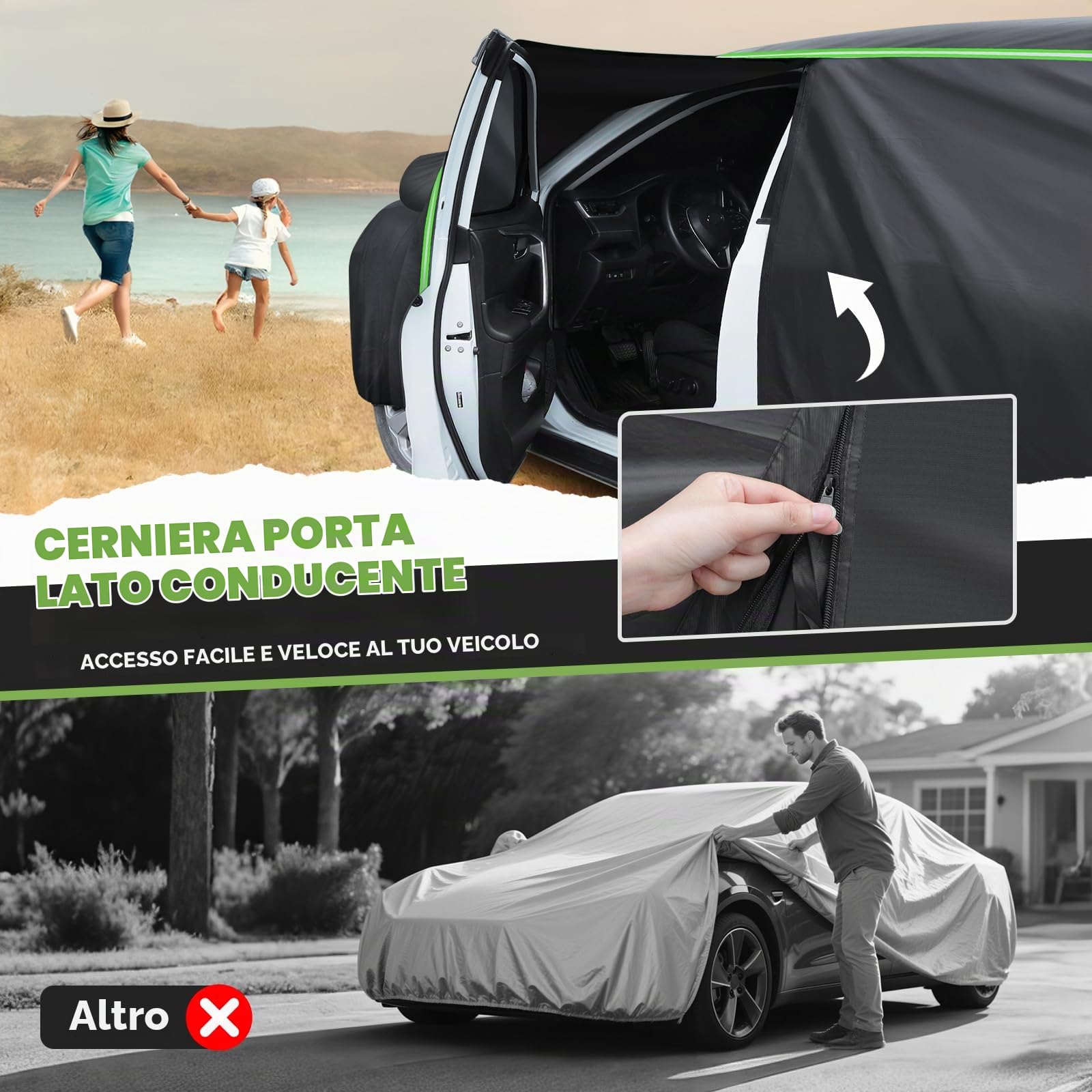 Cartist Copertura completa per auto adatta per Kia Sportage 1995-2023 2024, accessori per tutte le condizioni atmosferiche, per esterni, per Camry, impermeabile, anti UV, con cerniera e strisce di