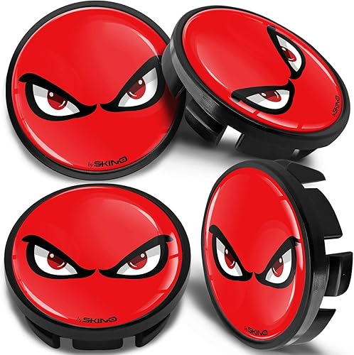 SkinoEu 4 tapas centrales universales de aleación de centro de rueda compatibles con Volkswagen VW Número de pieza 3B7601171 Tapacubos negro rojo