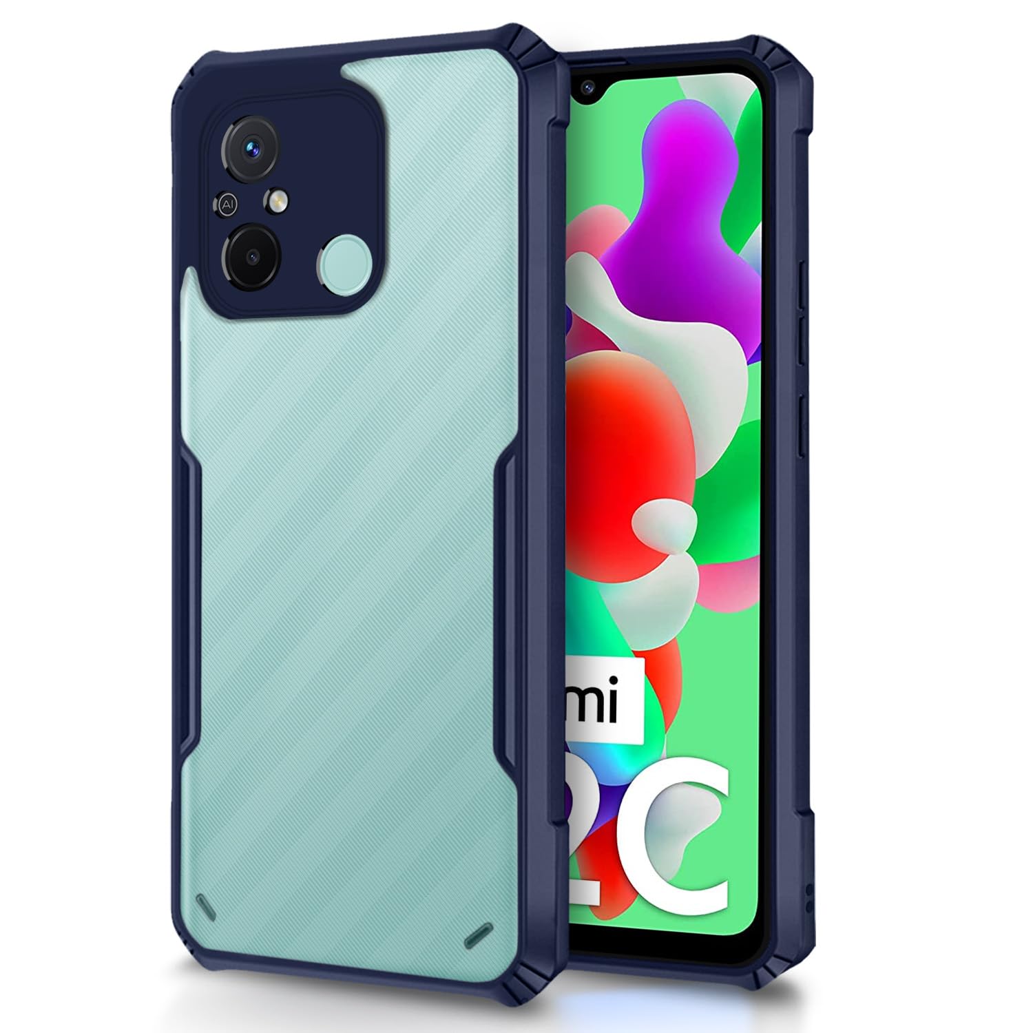 Amazon Basics Back Cover for Redmi 12C | Crystal Clear Transparent Back | Ultra Hyrbid | Full Camera Protection | Raised Edge | Bumper Cover (Blue)