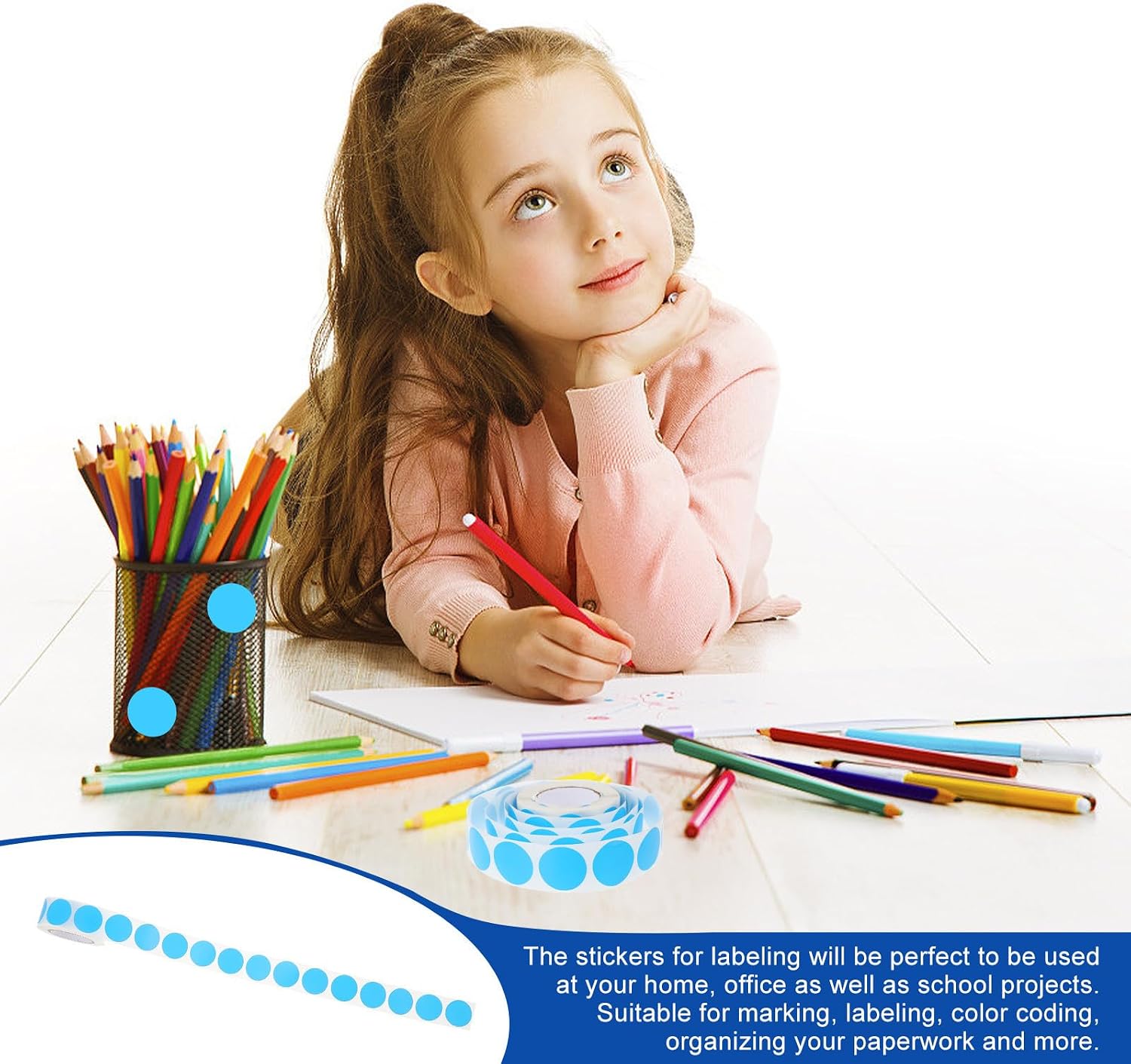 Blue Circle Label Stickers for Inspection and School Projects