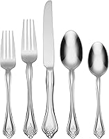 Oneida Boutonniere 45-Piece Flatware Set for 8, 18/0 Stainless Steel Silverware with Serving Pieces, Dishwasher Safe