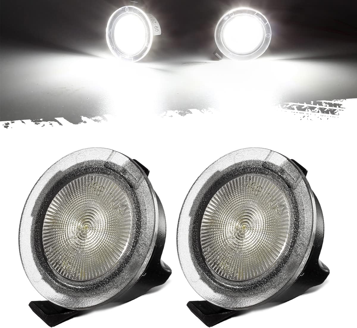 Partsam Full LED Under Side Mirror Puddle Light Lamp Assembly Xenon White Replacement For F-150 Expedition Raptor Explorer Edge Flex Fusion Taurus X Lincoln Navigator Mercury (Pack of 2)