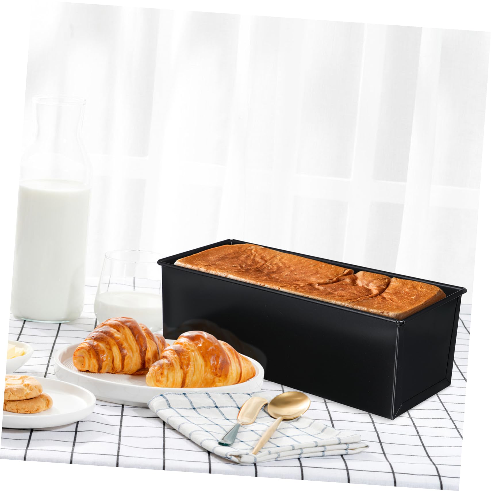 Cabilock 5fori Stampo per Pancarre con Coperchio in Inossidabile Teglia da Forno Antiaderente per Pane Fatto in Casa e Toast Design Versatile con Coperchio per Conservare Umidità