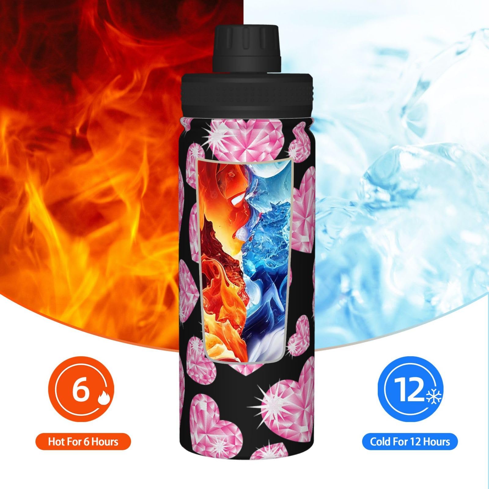 Amazon | ロマンチックなピンクのハートストーン 水筒 500ml 水筒