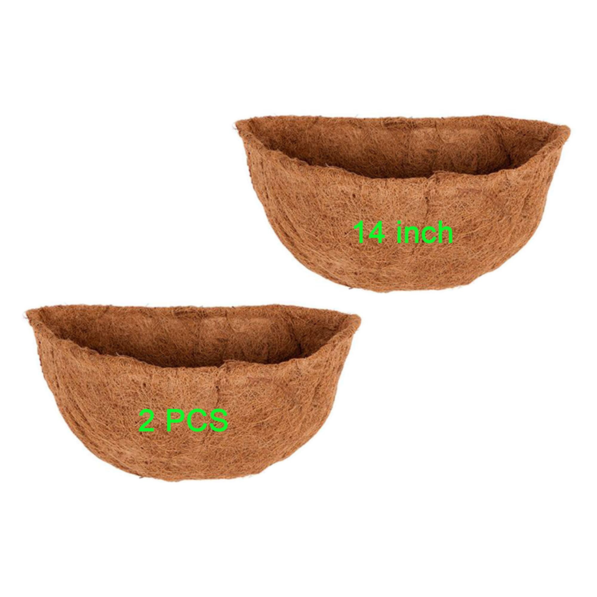 2 PCS Half Round Coco Liner 14",Replacement Half Circle Wall Planter Coco Fiber Liner for Hanging Basket Wall Flower Basket
