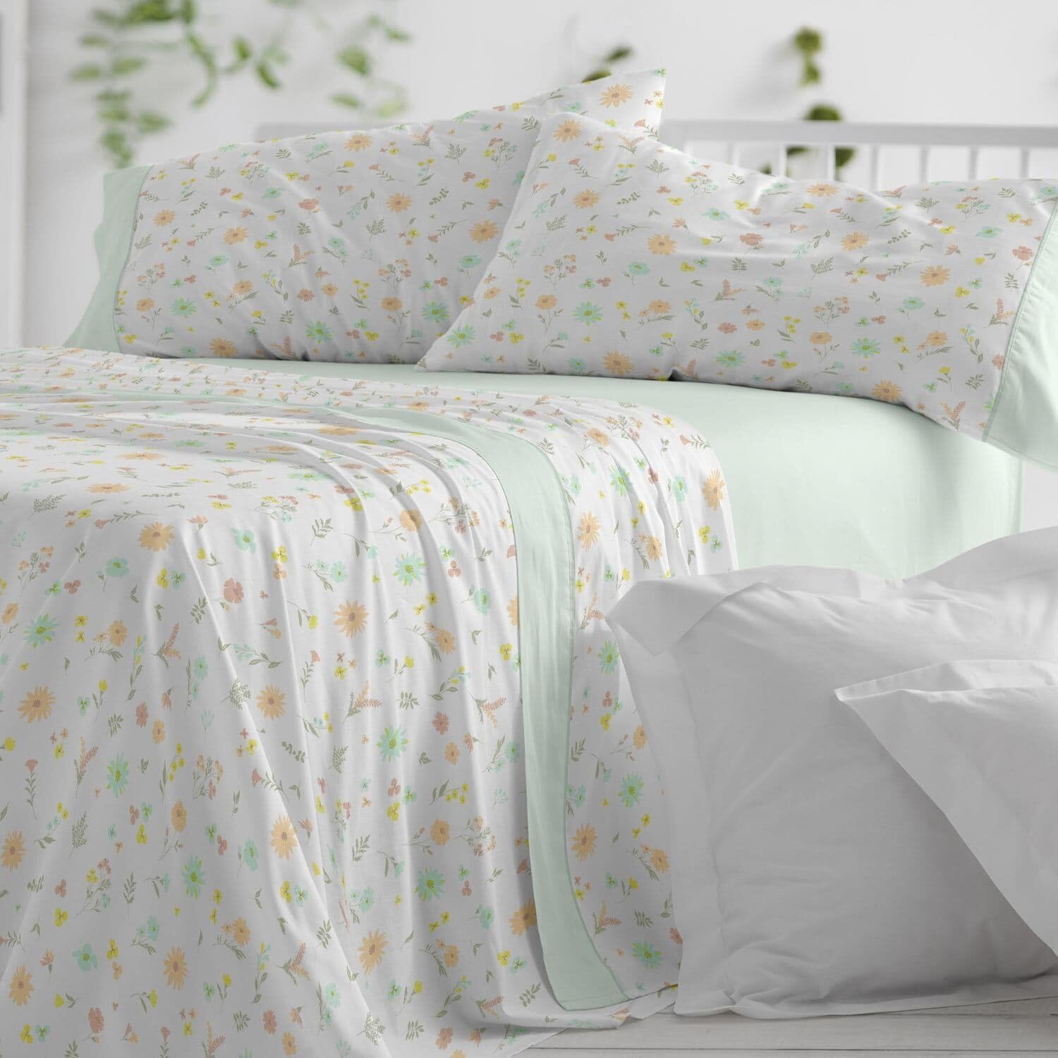 Burrito Blanco | Juego de sábanas | Cama de 150 a 160cm. (+Medidas Disponibles) | Diseño 538 | Color Menta (150-160x190/200cm.)