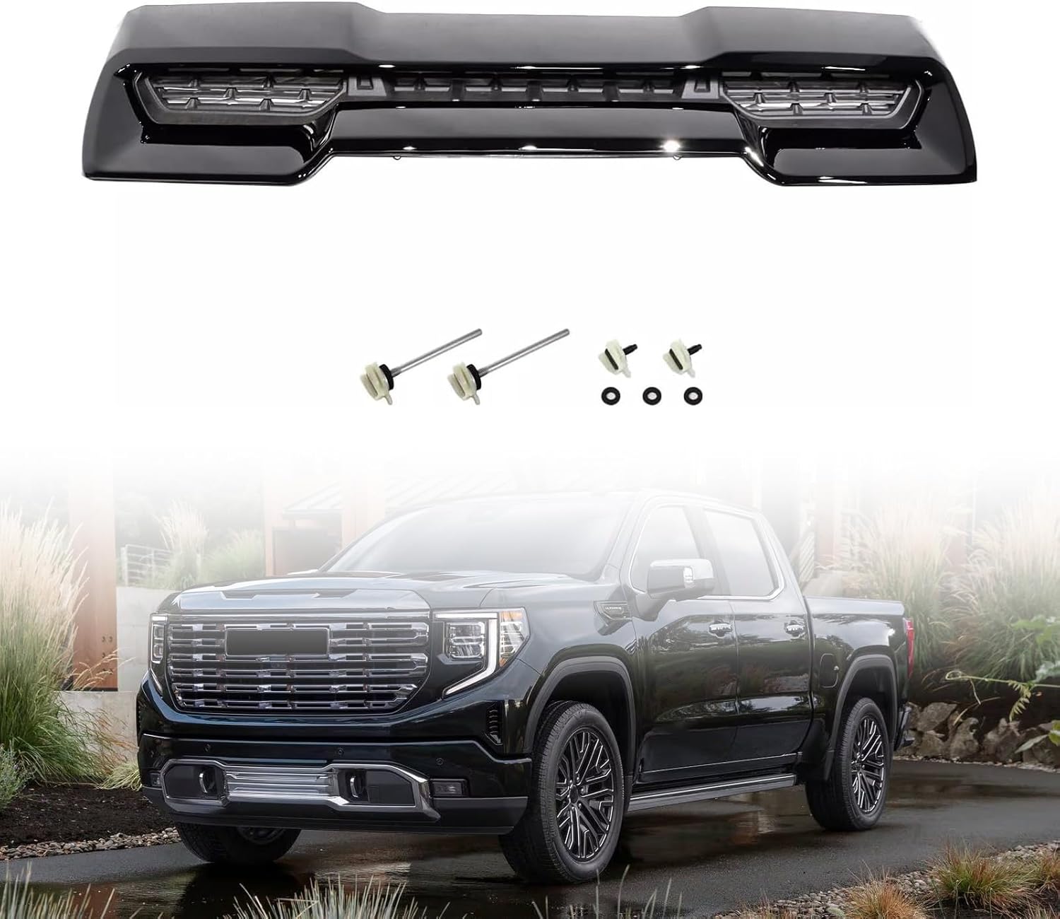 Black Hood Air Vent 84802216 Compatible with 2020-2023 GMC Sierra 2500HD 3500HD 6.6L