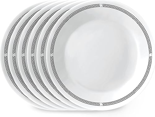 Corelle - Platos redondos para aperitivos de 6 piezas de 6.75 pulgadas, vidrio Vitrelle de triple capa, de postre, resistentes a astillas y rayones,