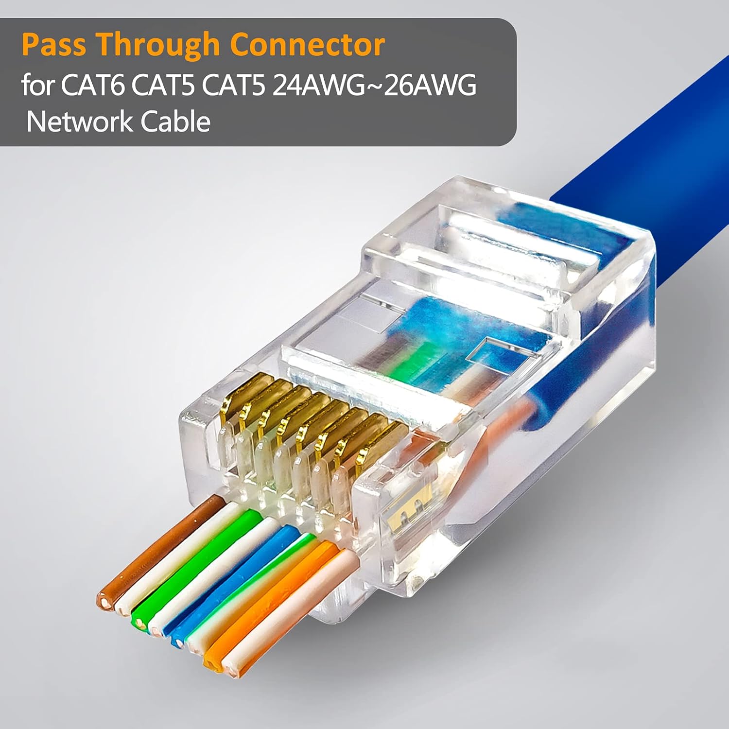 AOWIZ RJ45 Crimping Tool with Pass Through Crimper and 50 Cat6