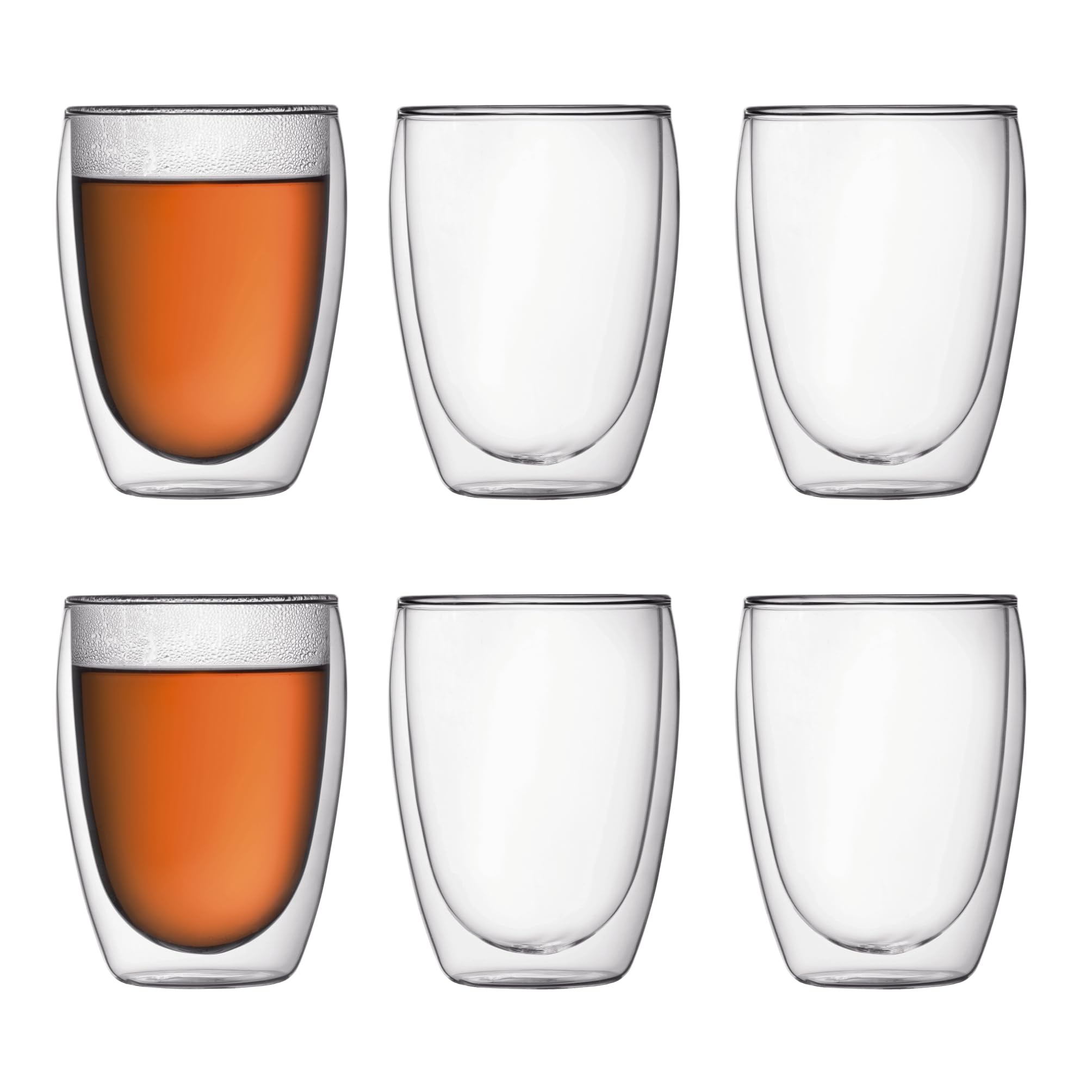 Bodum Pavina - Set de 6 Vasos térmicos, 0,35 l, borosilicato, Transparentes
