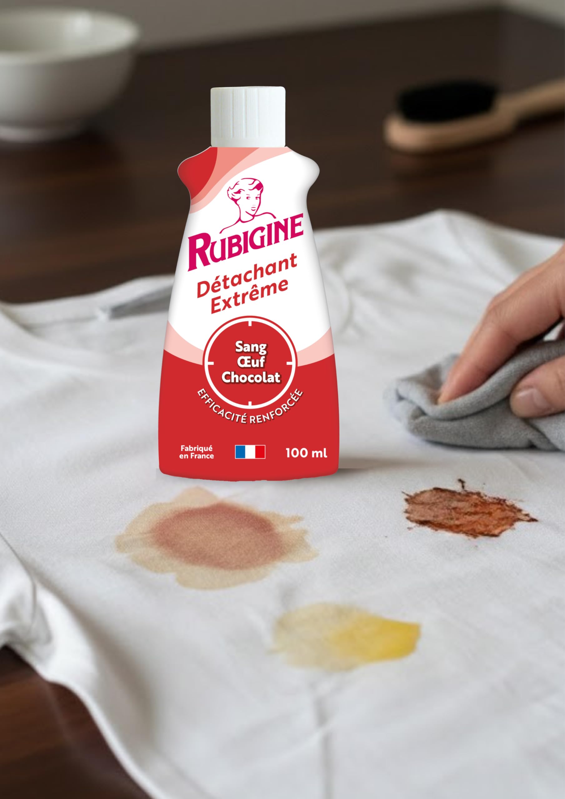 IDEAL - Rubigine, Détachant Sang Oeuf Chocolat, 100 ml - lot de 4 - Détachant Extrême, Efficace sur Tous les Textiles Lavables, Préserve la Fibre des Textiles - Fabrication Française