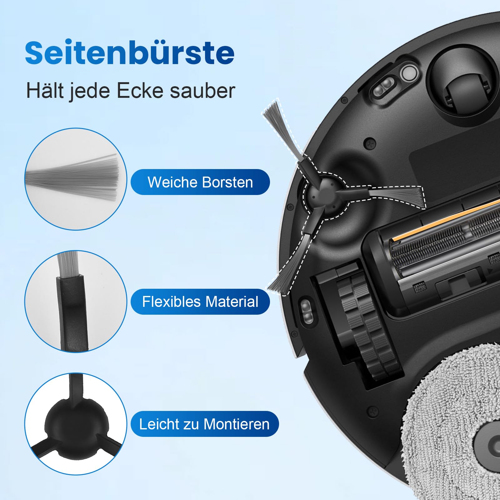 18-częściowy zestaw akcesoriów do Dreame L10s Pro Ultra Heat / L10s Ultra Gen 2 / X30 Ultral/Mova E30 Ultra robot odkurzający, 1 główna szczotka, 4 ściereczki do wycierania, 4 filtry, 4 worki do kurzu