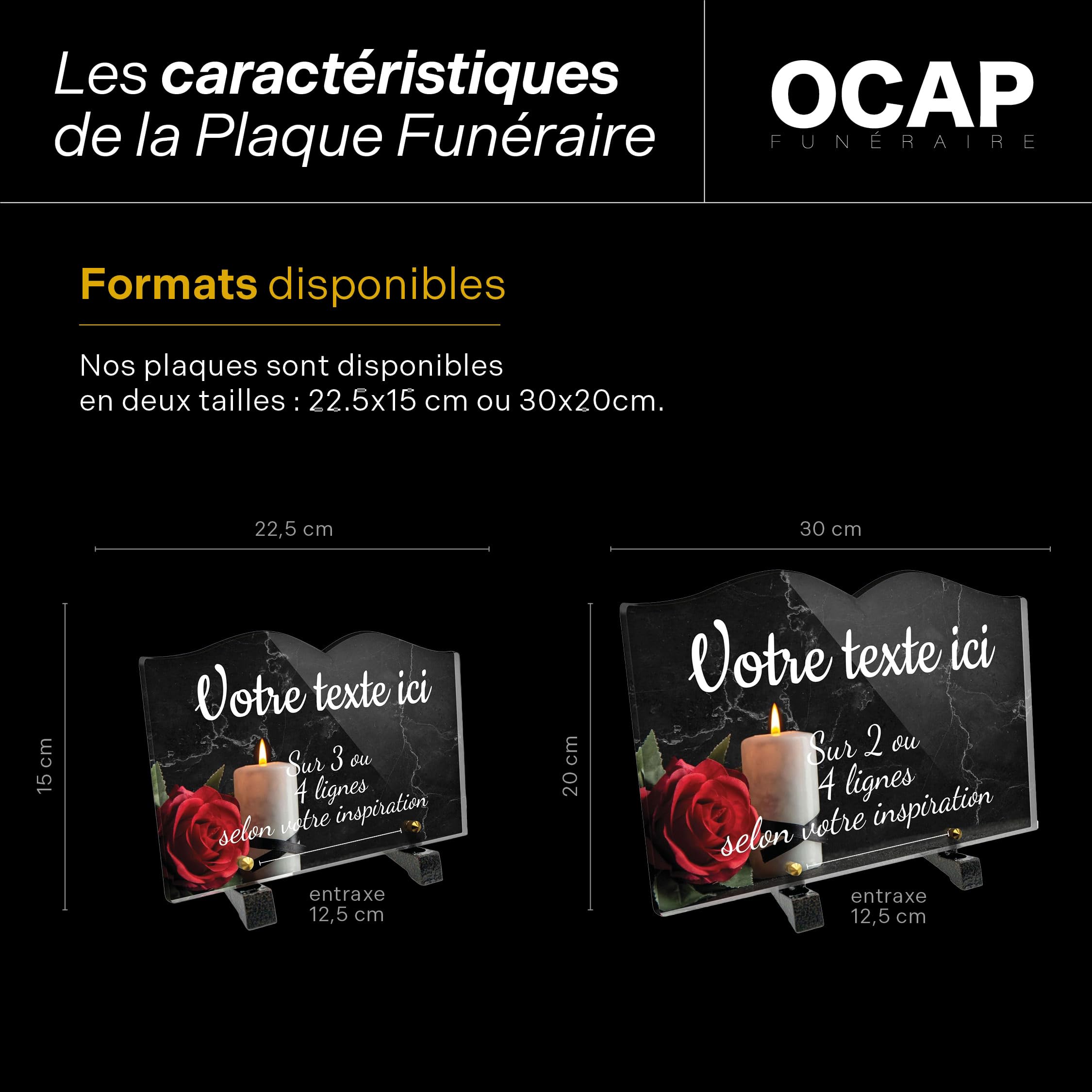 Placa funeraria libro personalizable en plexi, diseño de vela y rosa roja, diferentes tamaños, grosor 6 mm, personalizado en varias líneas, 22-5x15 cm