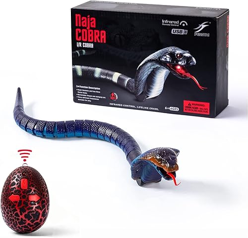 AMCHSURI Serpientes de control remoto realista Rc Snake Broank azul Cobra recargable Smart Sensing serpiente gato juguete con controlador infrarrojo