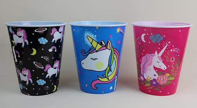 Perpetual Bliss 3 Pcs Reusable and Washable Food Box Theater Style Popcorn Tubs Bowl Big Plastic Container Bucket Birthday Return Gifts-Multi Color (Pack of 3)