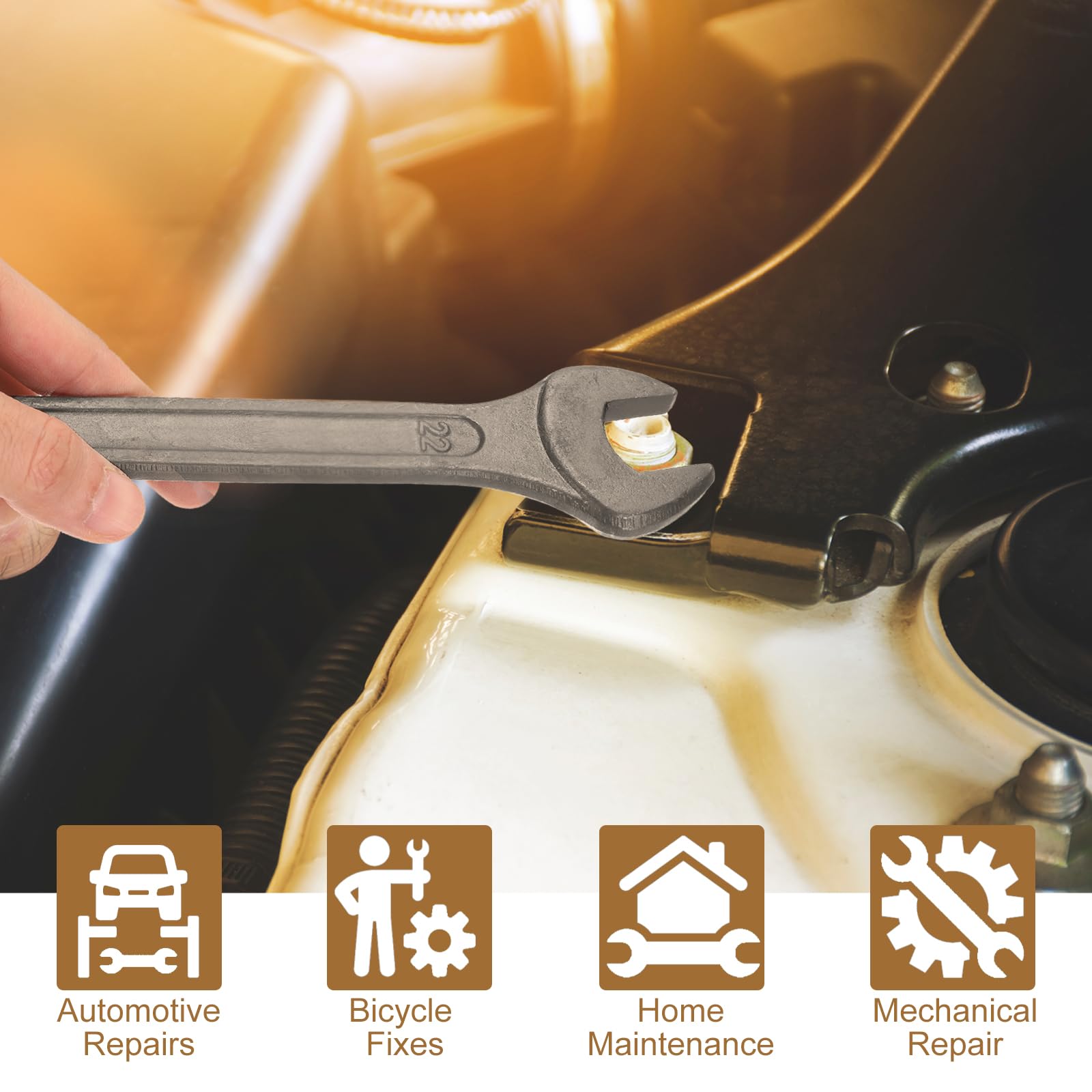 QUARKZMAN Chiave Aperta Singola, 46mm (1 13/16-inch), Chiave Fissa In Acciaio Al Carbonio Rinresistenzato Per Riparazioni Auto E Montaggio Mobili, Grigio