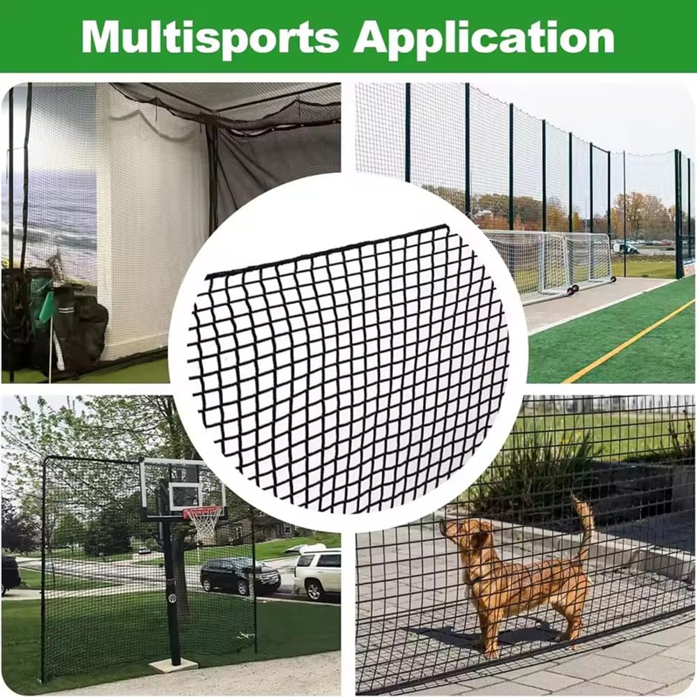 Golf Übungszaunnetz 3m x 6m,Schwarzes Polyethylen-Netz mit 2,54cm Maschen und verstärkten Kanten,Inklusive 12 Ballbänder und 4 Karabiner,Leichtes Aufbauen für Golfschwungübungen in Garage oder Garten