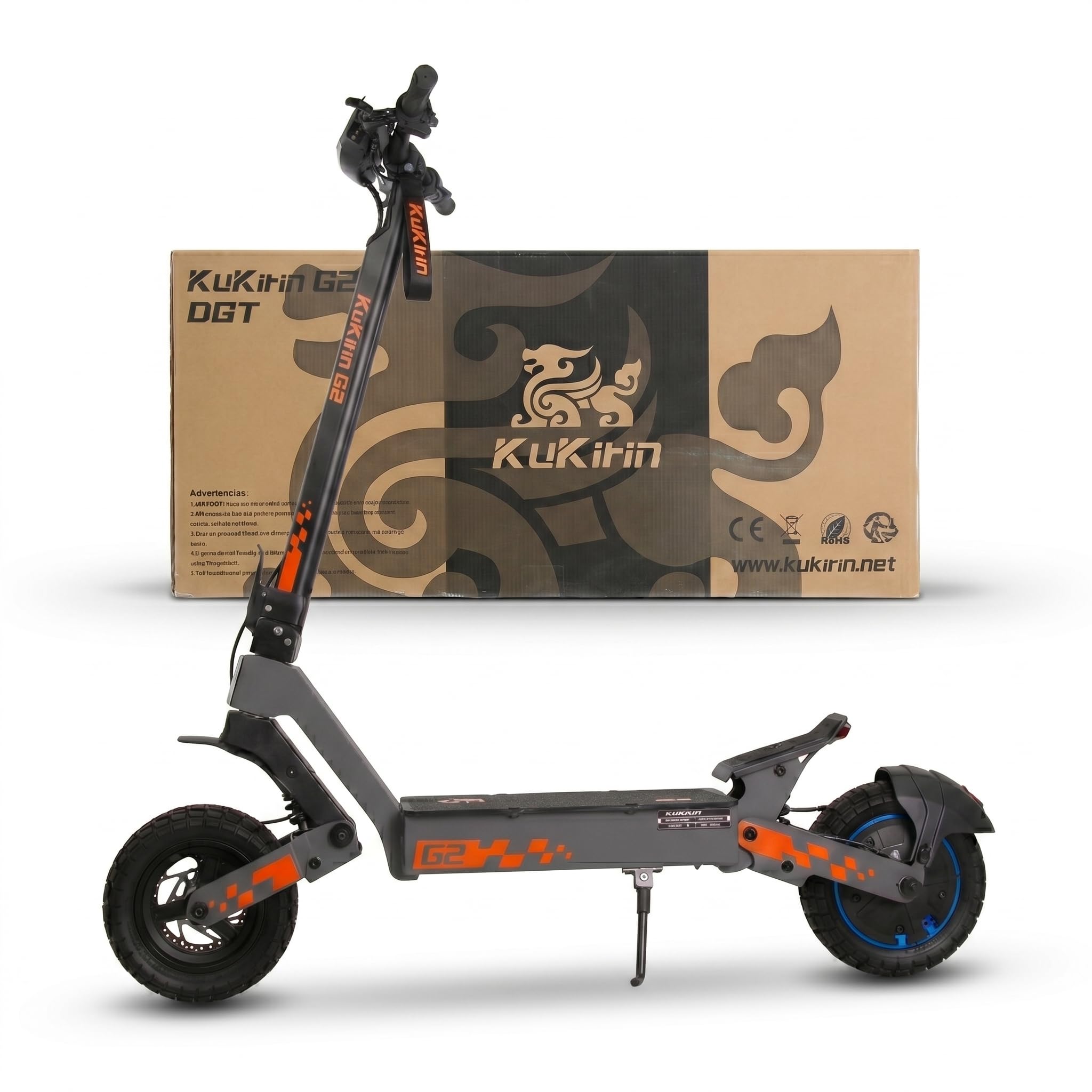 Kukirin G2 Series Electric Scooter for Adults, Foldable, Vacuum Tires, Front and Rear Suspension, Long Runtime, Stable Driving