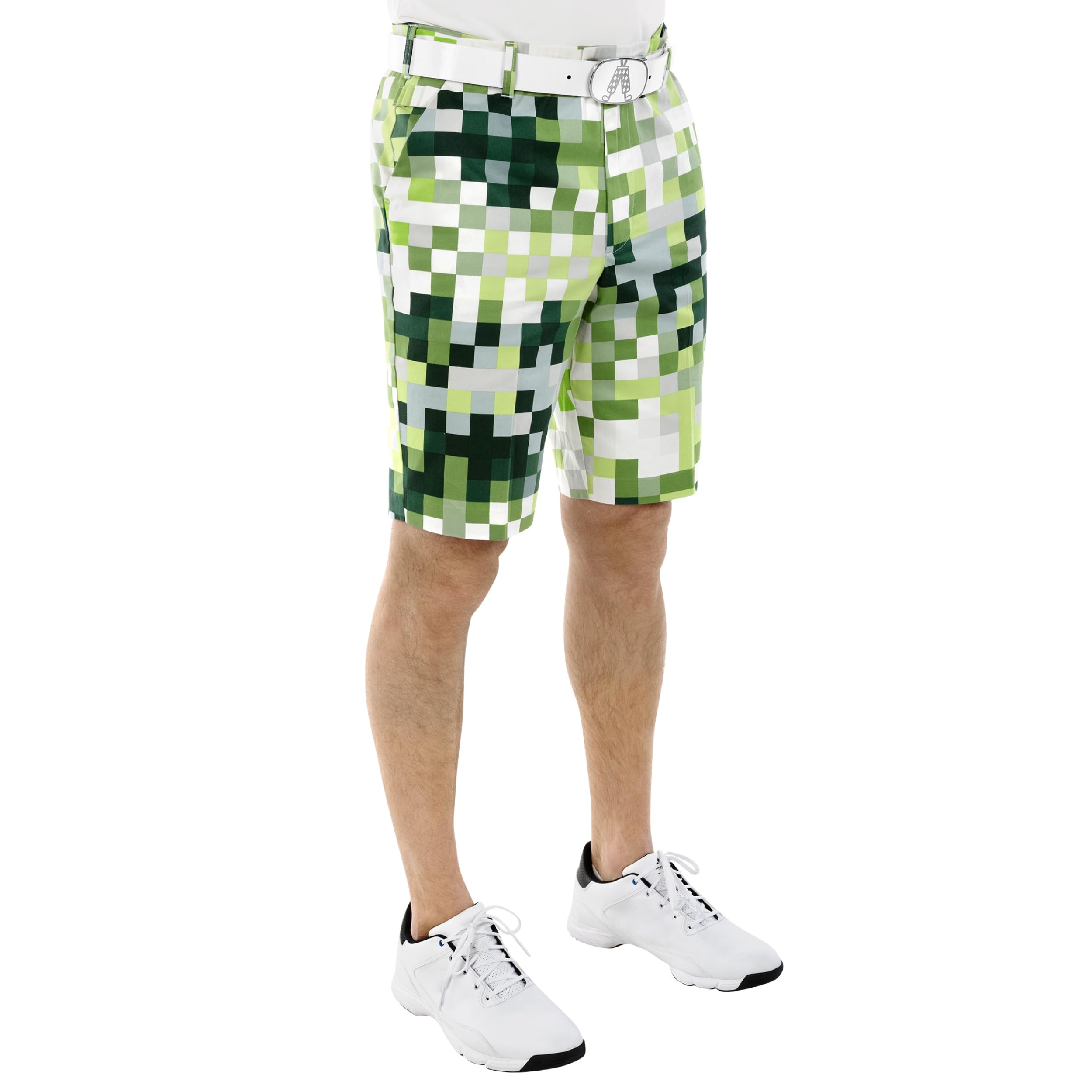 Royal & Awesome Men's Pixel Perfect Golf Shorts, Bold Patterned Stretch Cotton Golf Shorts For Comfortable On-Course Wear, 44 Waist