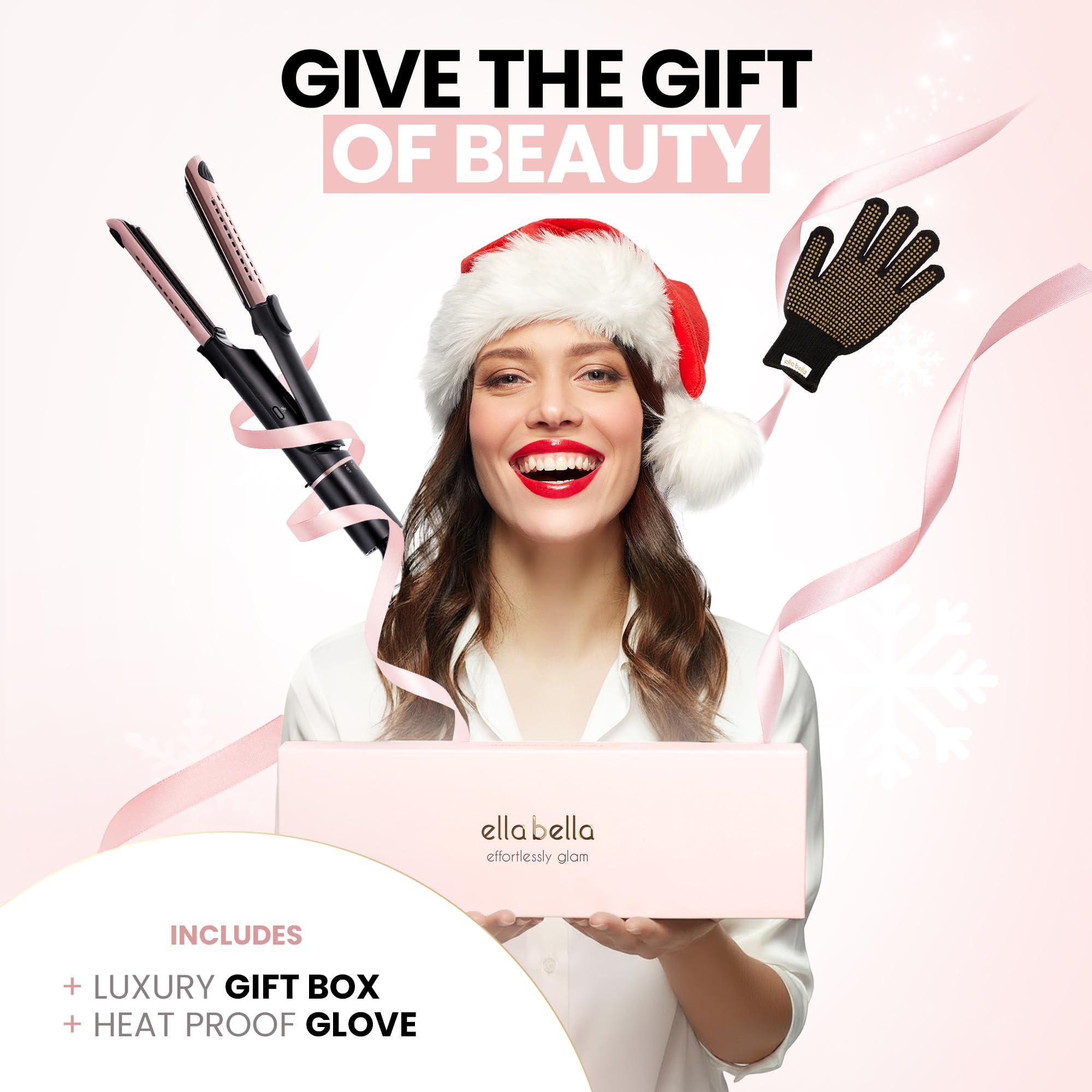 ELLA BELLA® Hair Straightener and Air Curler 2 in 1 • Titanium Flat Iron Curling Iron in One • Cooling Air Vents to Effortlessly Lock in Style • Multiple Looks, Professional Salon Results