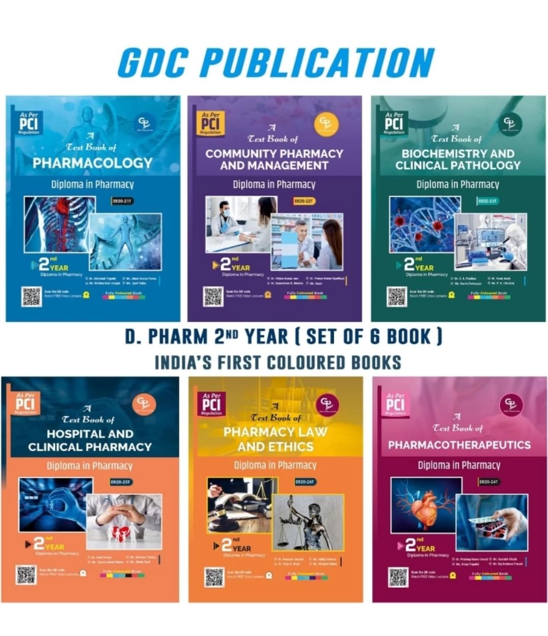 D PHARMA 2ND YEAR (SET OF 6 FULLY COLOURED BOOKS). AS PER NEW PCI SYLLABUS(GDC PUBLICATION) [paperback].