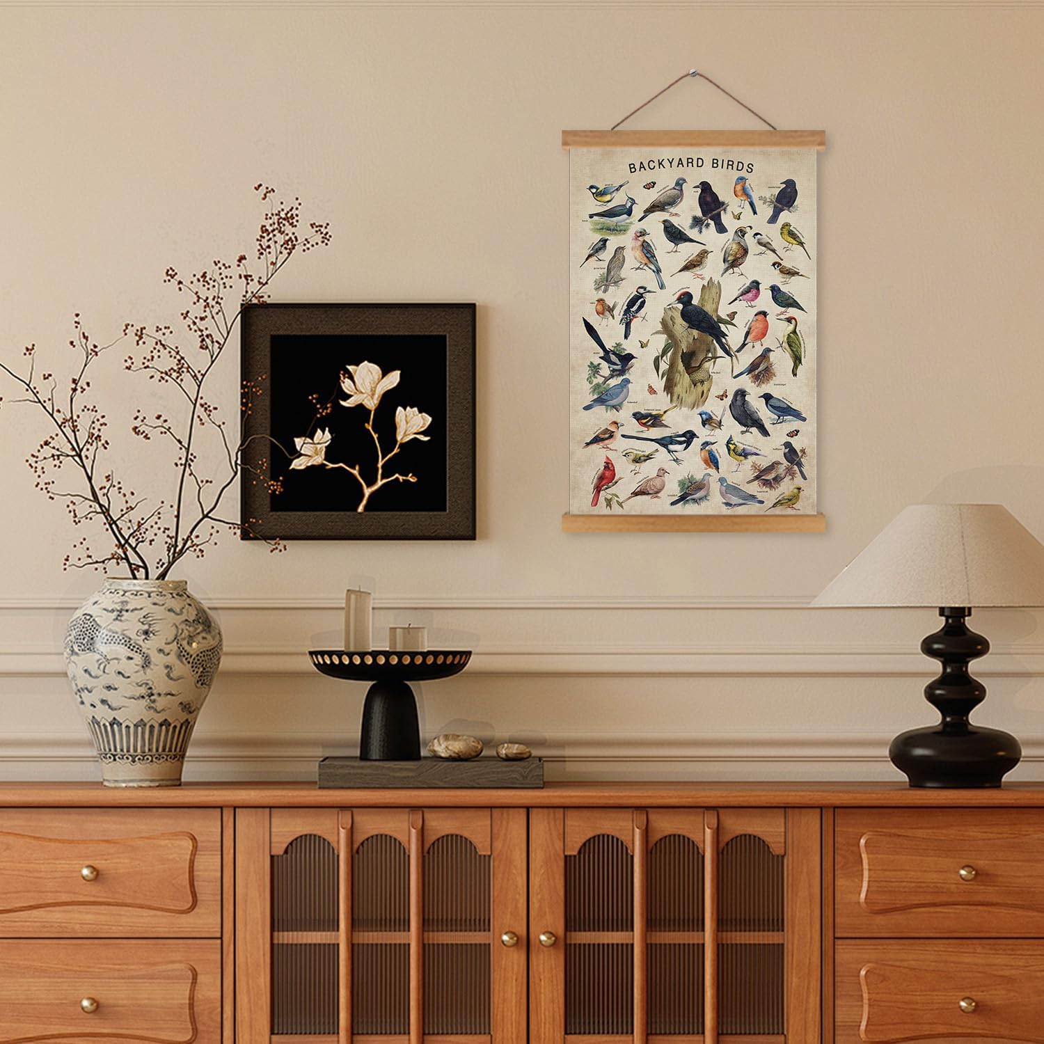 KAIRNE Vintage Backyard Birds Canvas Wall Art Set Hummingbird Art Prints image 5