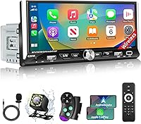 Sobalai Single Din Car Stereo: Wireless Apple CarPlay/Android Auto, 6.9" IPS Touchscreen, Bluetooth 5.2, Backup Camera, GPS Nav, Mirror Link
