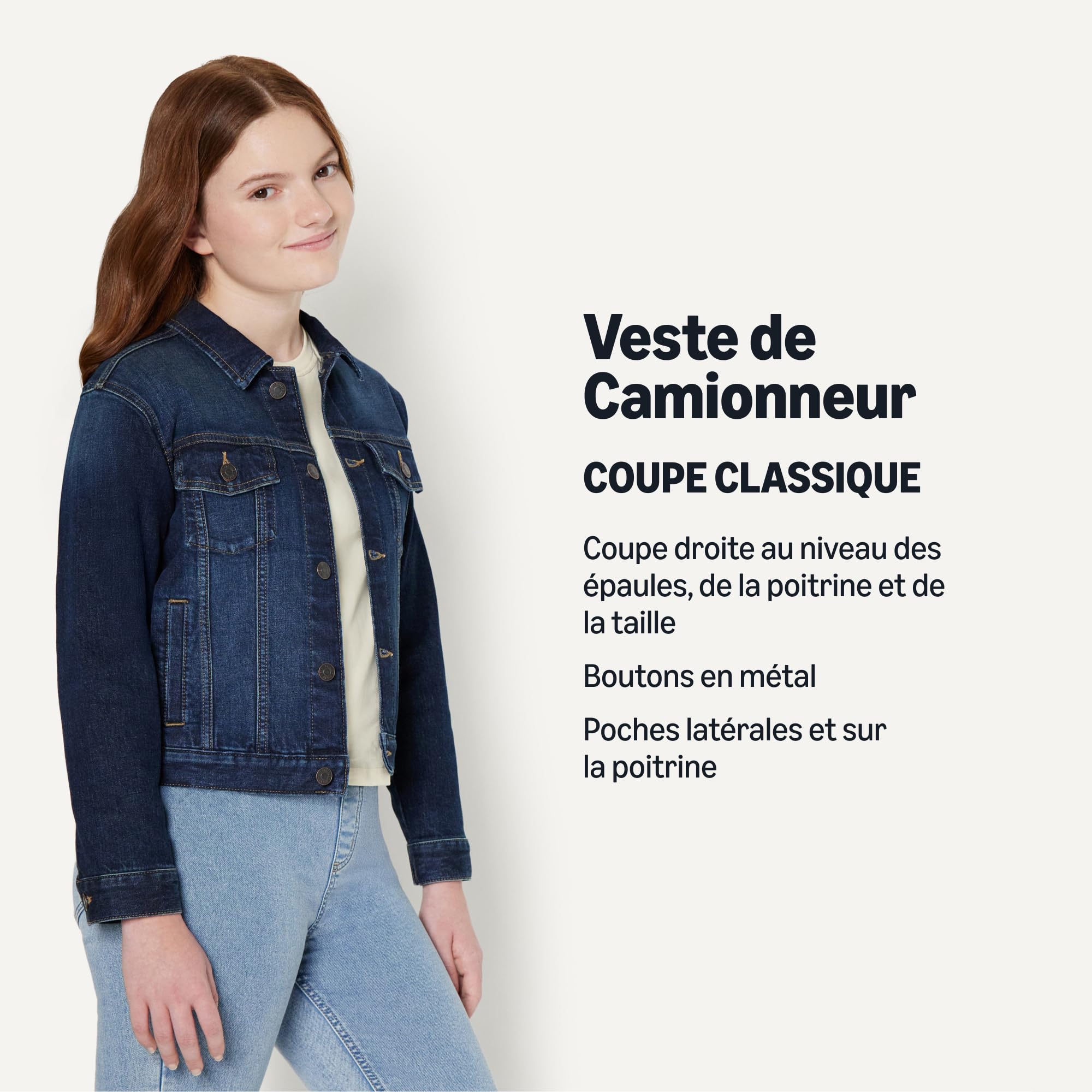 Amazon Essentials Veste Camionneur en Denim Moyennement Extensible pour Garçons et Filles, Coupe Standard Mixte Enfant