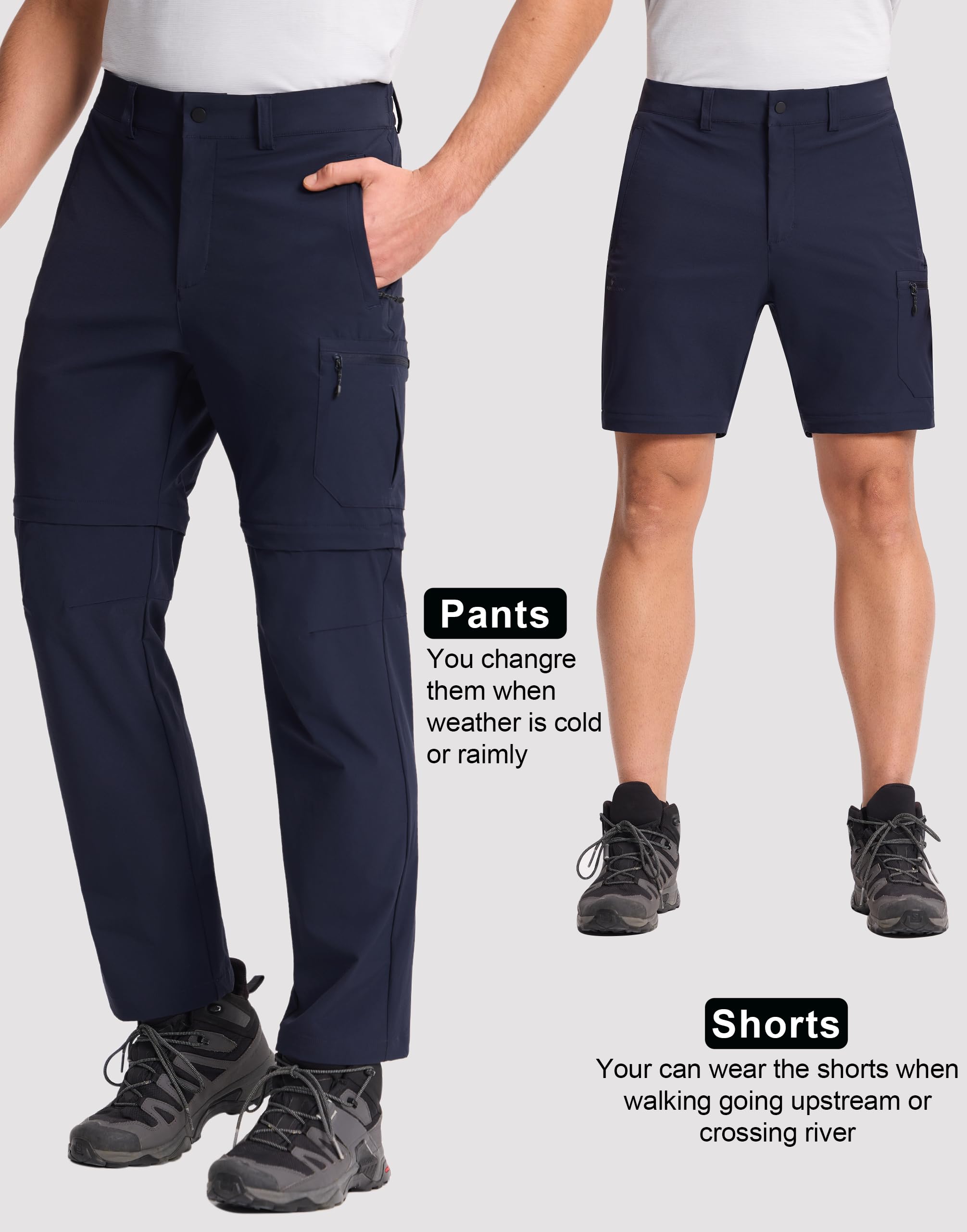 Pioneer Camp Pantaloni da trekking da uomo con zip, rimovibili, resistenti all'acqua, ad asciugatura rapida, con 4 tasche per trekking