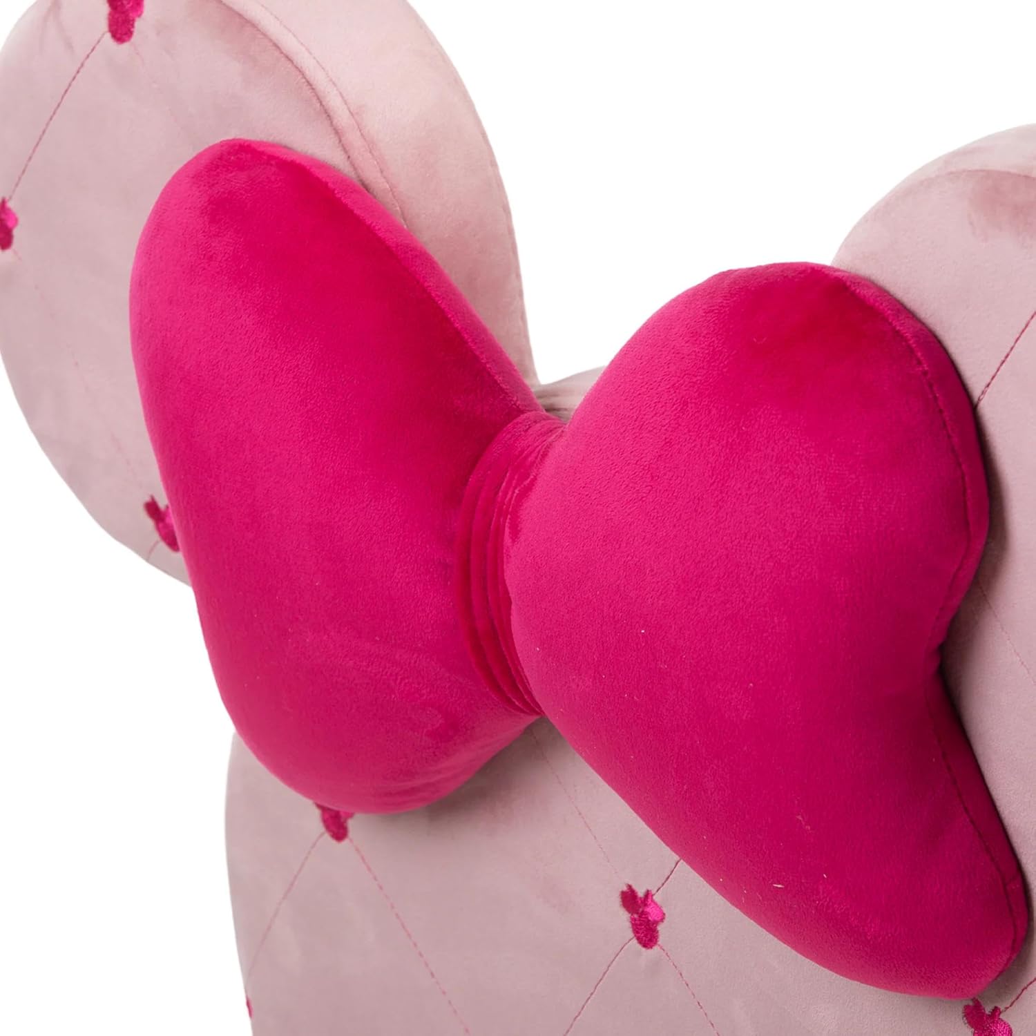 Impressions Vanity Minnie Mouse 360 Degree Swivel Vanity Chair for Bedroom, Armless Makeup Chair with 5 Rolling Wheels, Adjustable Seat Height, Metal Base, and Polyurethane Padded Seat (Pink)