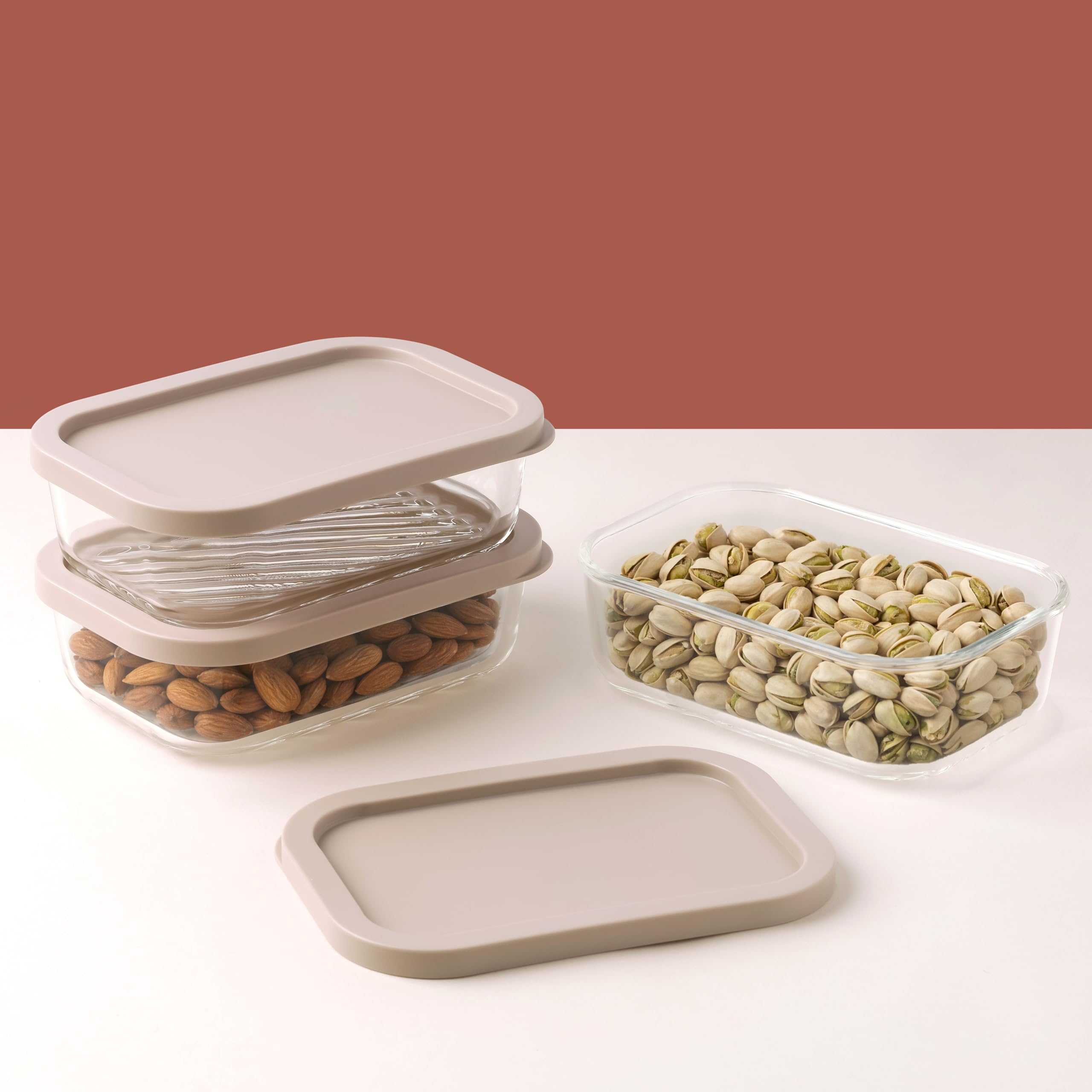 ATTRO Storeit Borosilicate Glass Storage Containers – 520ml, Set of 3, Transparent & Stackable with PE Lids, Microwave, Fridge & Dishwasher Safe, Ideal for Kitchen & Leftovers- Ivory-picture-40