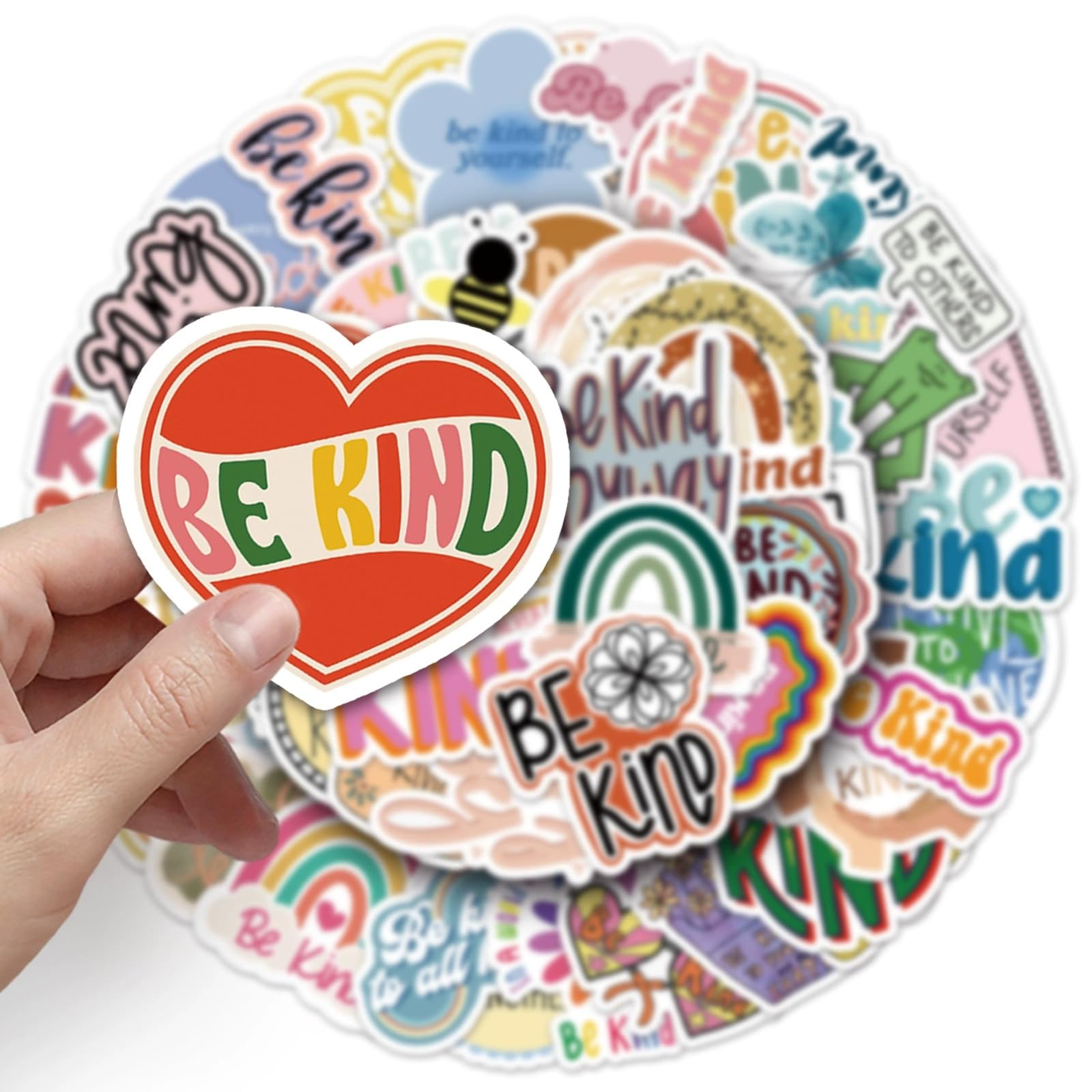 50 Pcs Be Kind Stickers for Water Bottle Waterproof Sticker for Laptop Skateboard Phone Car Decals for Teens Adults for Party Favors Supplies Decor (Friendly Stickers) - Image 3
