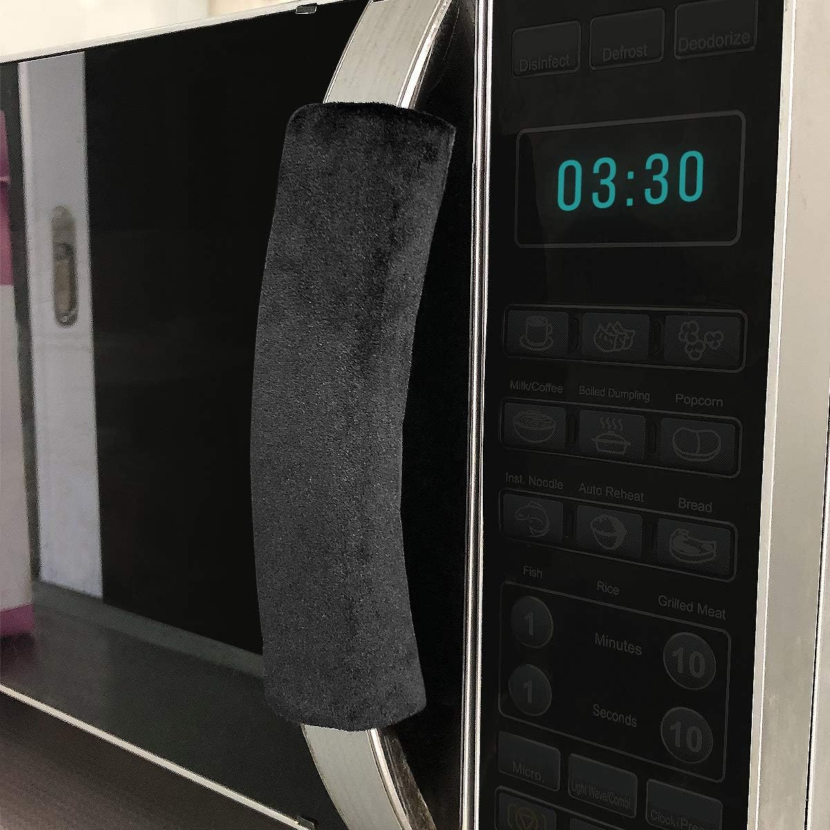 Microwave Door Handle Covers,Keep Your Kitchen Appliance Clean from Smudges, Fingertips, Drips, &Food Stains, Perfect for Oven(6" L3.5 W,Black)