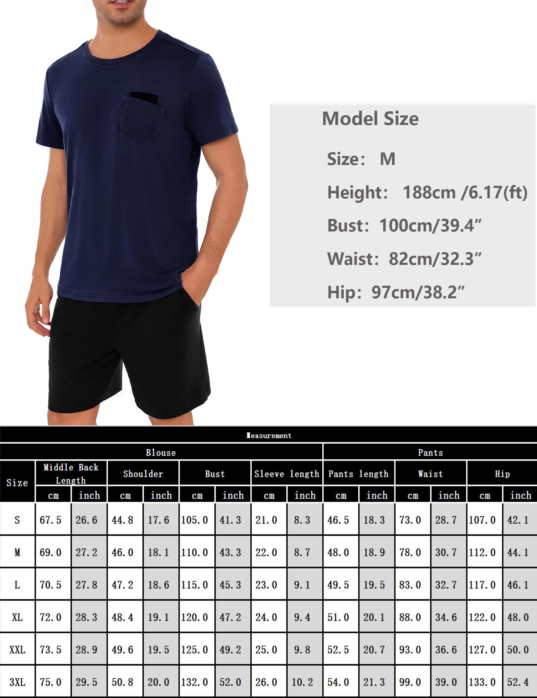 Uniexcosm Pijama Corto de Hombre Verano Conjunto de Pijama Hombre 2 Piezas Ropa de Dormir de Algodón Camisetas Manga Corta y Pantalones Cortos