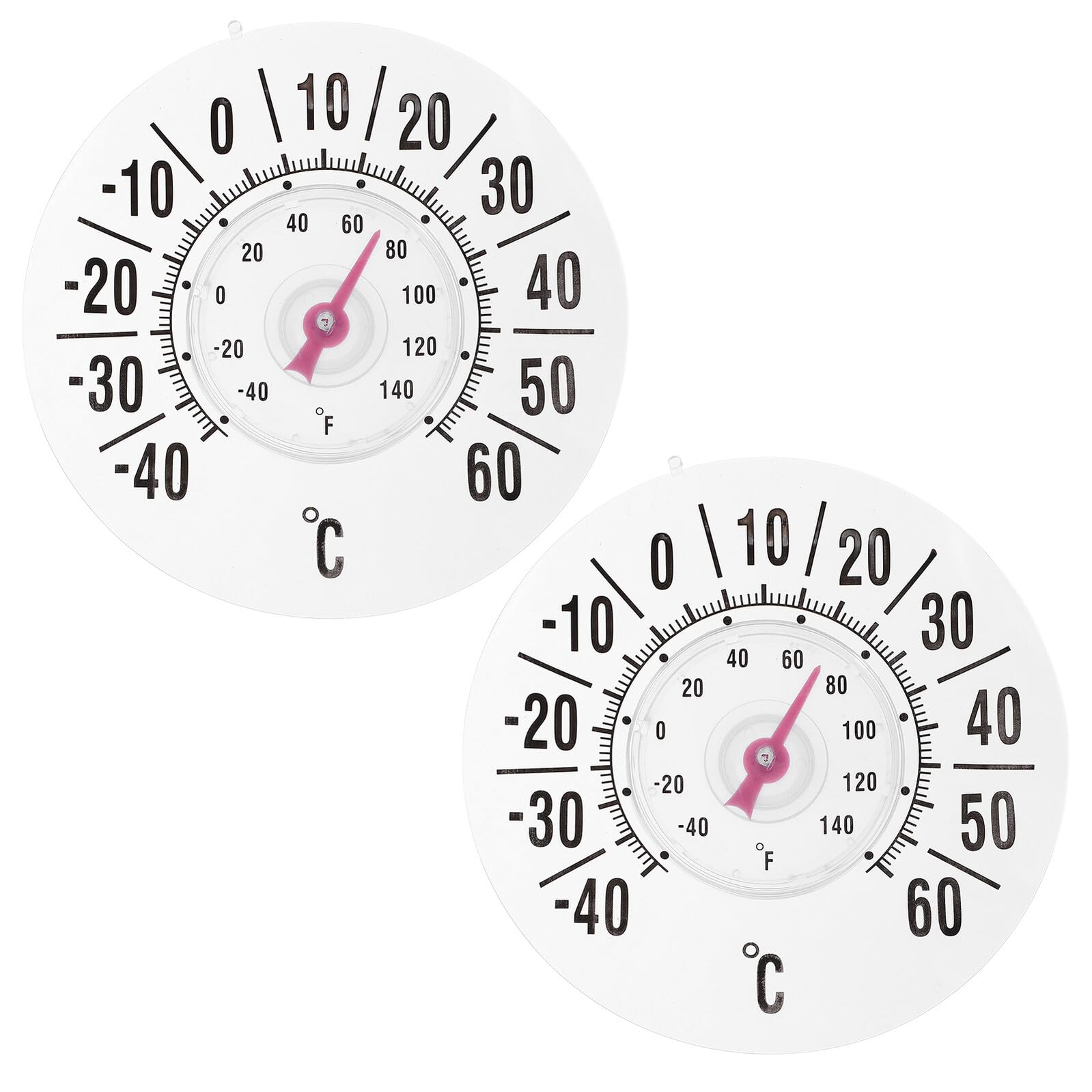 Termometro a Ventosa per Interni ed Esterni 7 Pollici, Quadrante Analogico Preciso, Misurazione Temperatura Affidabile per Casa, Giardino e Cameretta, Set da 2 Pezzi
