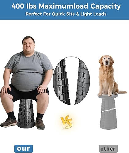 Miniatura 4 de Taburete plegable mejorado con cojín extraíble y bolsa de transporte impermeable, taburete plegable portátil para adultos, campamento, pesca,