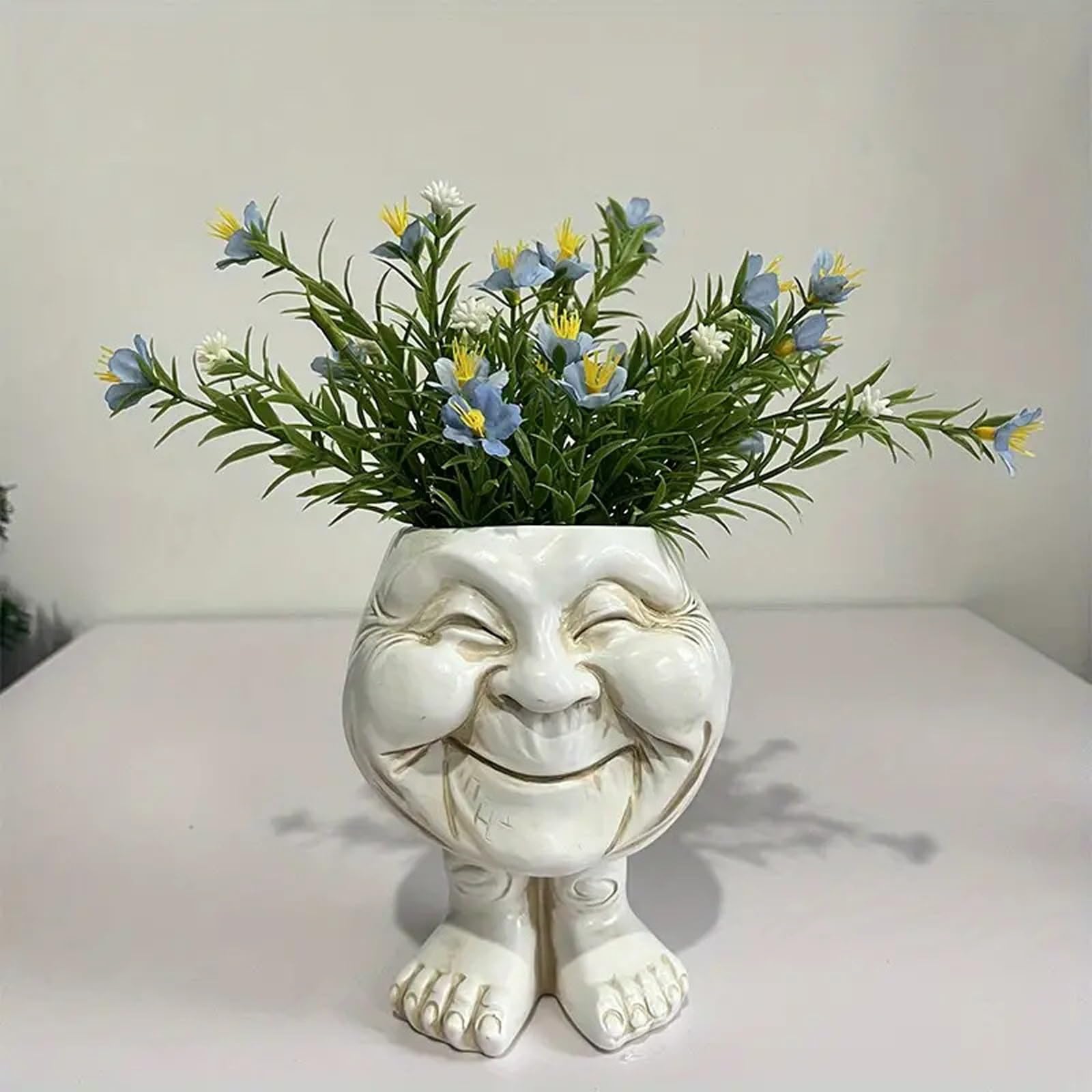 GBKBVTATDK Whimsical Smiley Face Planter with Feet – Unique Funny Plant Pots, Planters for Outdoor Plant for Ferns, Herbs(#1)