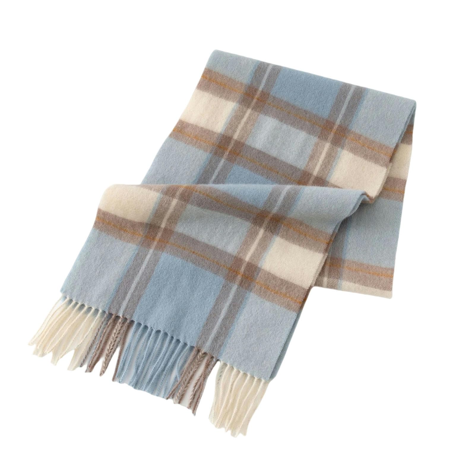 Sciarpa Donna in Cashmere Scozzese, Colorata e Calda per Autunno Inverno - Azzurro - 30 * 180 Cm