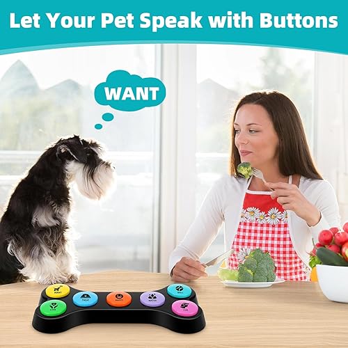 Miniatura 6 de Botones de entrenamiento grabables para perros, juego de 7 colores, botones para comunicación, zumbadores de entrenamiento de habla de perros,