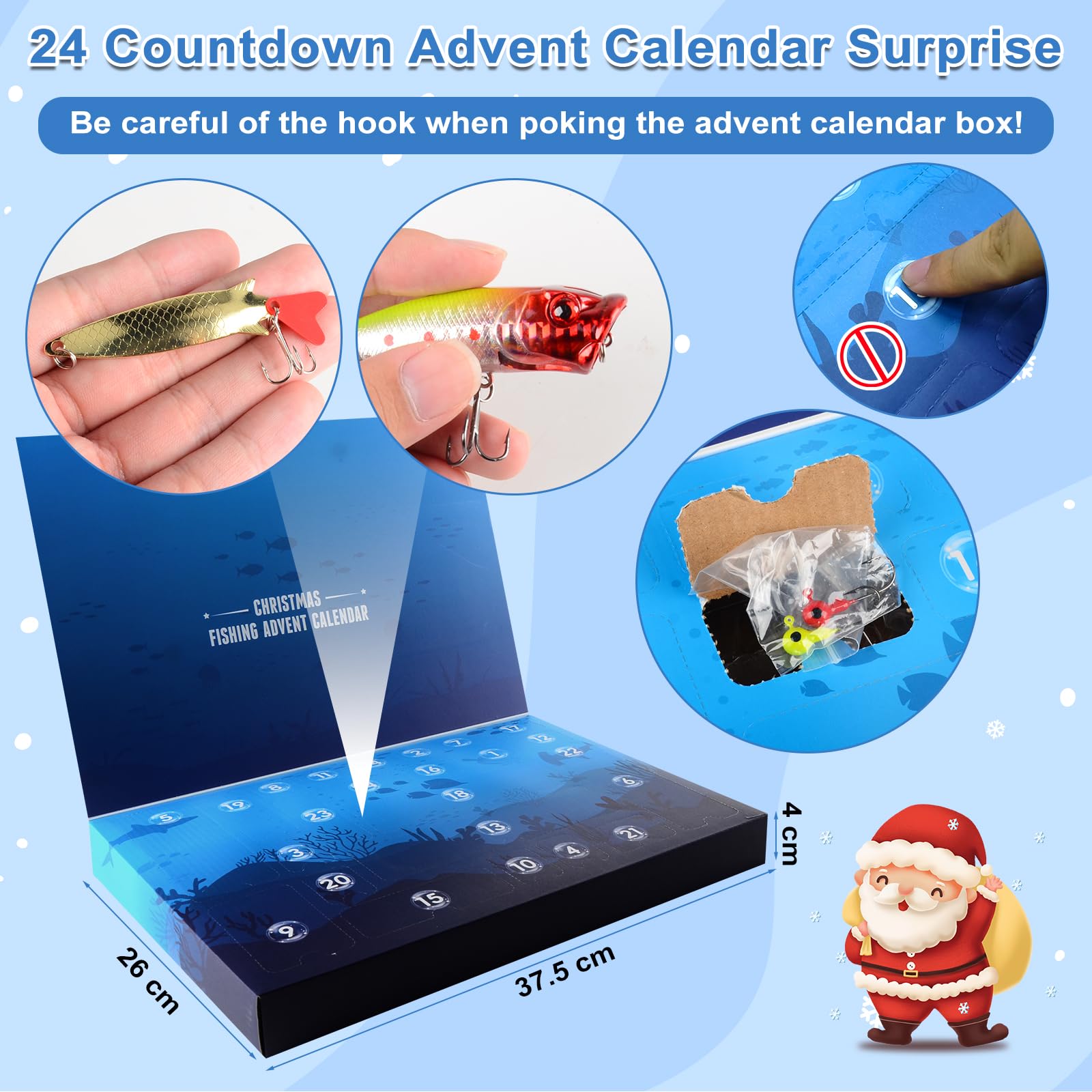 Calendario de Adviento 2025 Pesca Hombre - 24 Días Navidad con Señuelos y Herramientas Regalos