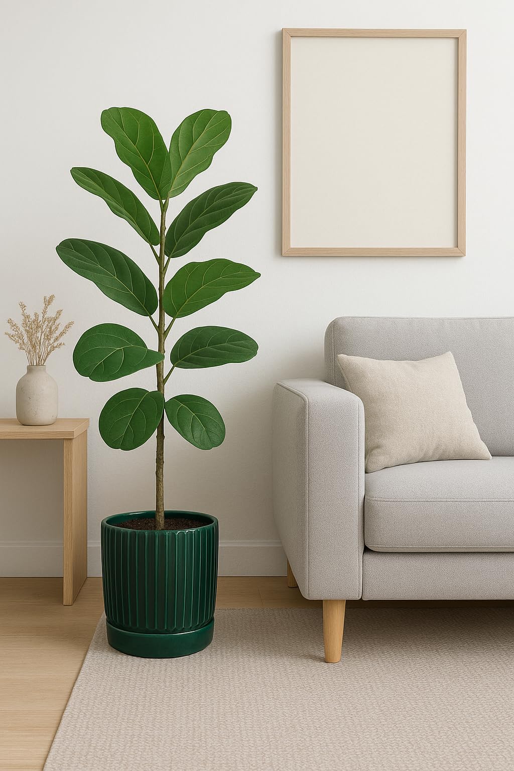 Vaso Cilindrico Decorativo In Ceramica Verde Smaltata Varie Misure, Cachepot Da Interno Esterno Per Piante, Salotto, Terrazzo, Design Moderno, Ideale Per Arredo Casa, Ufficio, Ingresso (30,5x32,5 cm)