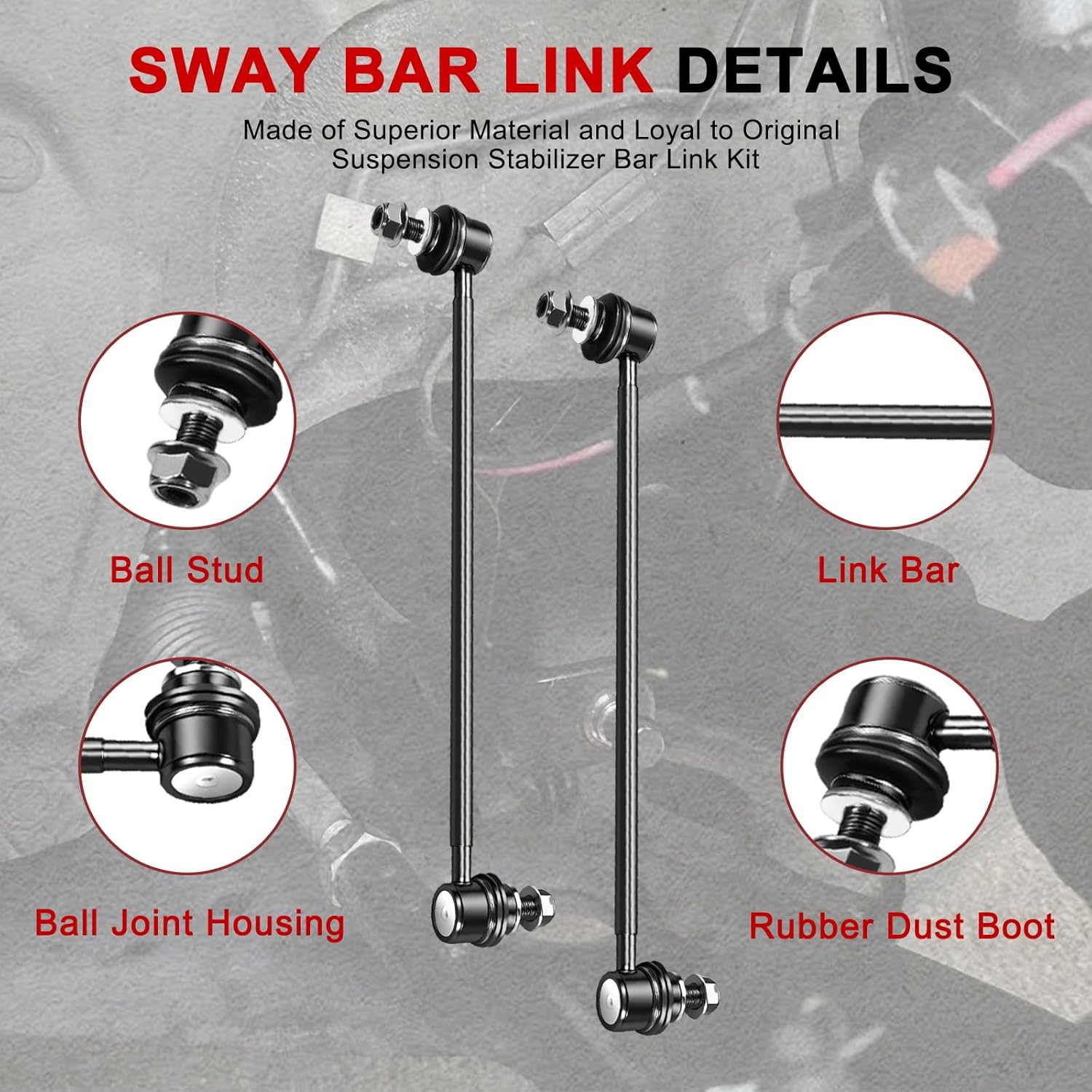 2Pcs K750043 Front Sway Bar Link Kit Suspension Compatible with Toyota RAV4 2006-2018, Lexus CT200h 2011-2017, for NX300 2018-2021, Stabilizer Bar End Links for Scion tC 2011-2016