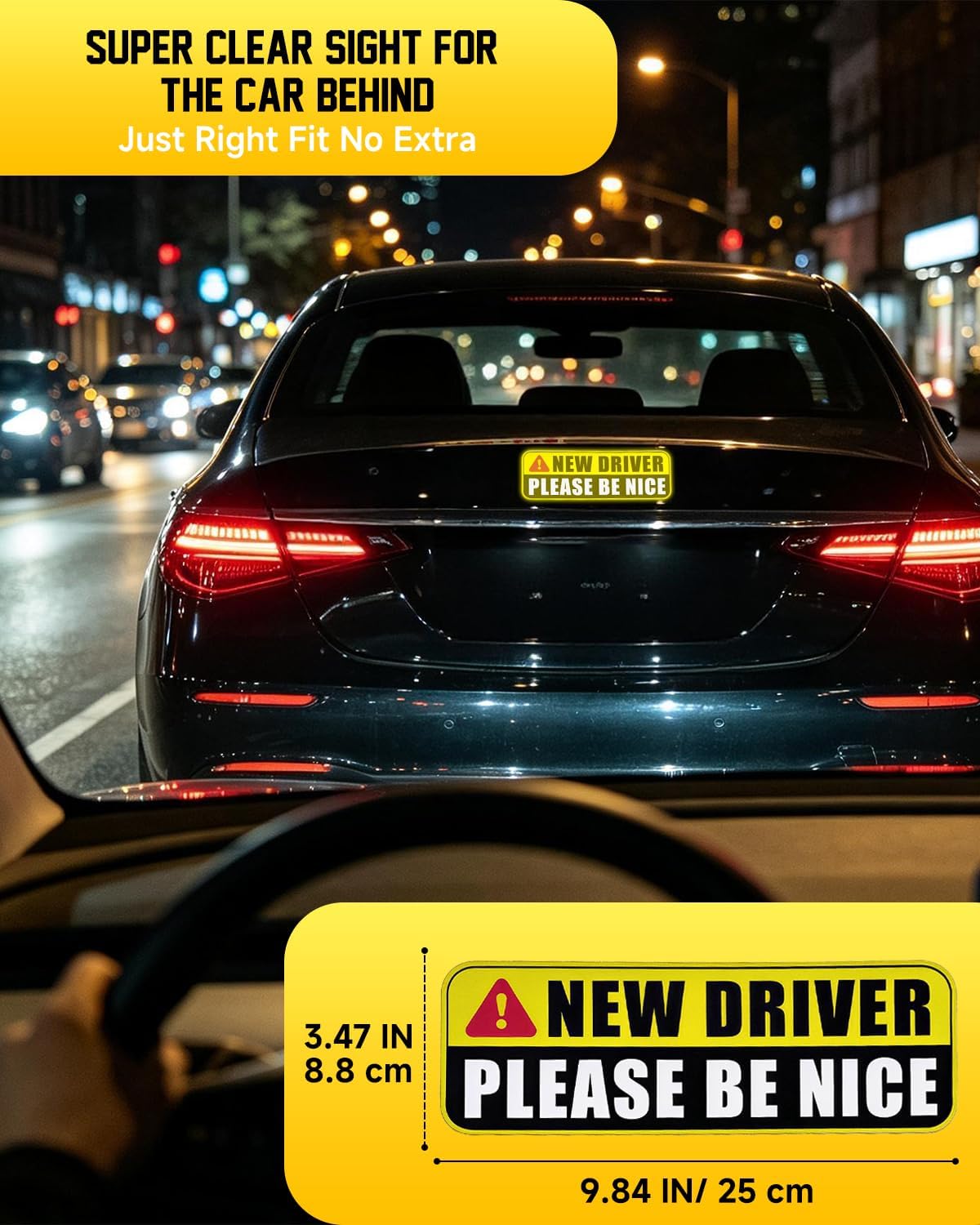 New Driver Magnet for Car 3pcs, Reflective Student Driver Magnetic Stickers Signs, Heavy-Duty Removable Bumper Sticker, Novice Driver Safety Attention Sign for Beginners, Car Accessories image 5