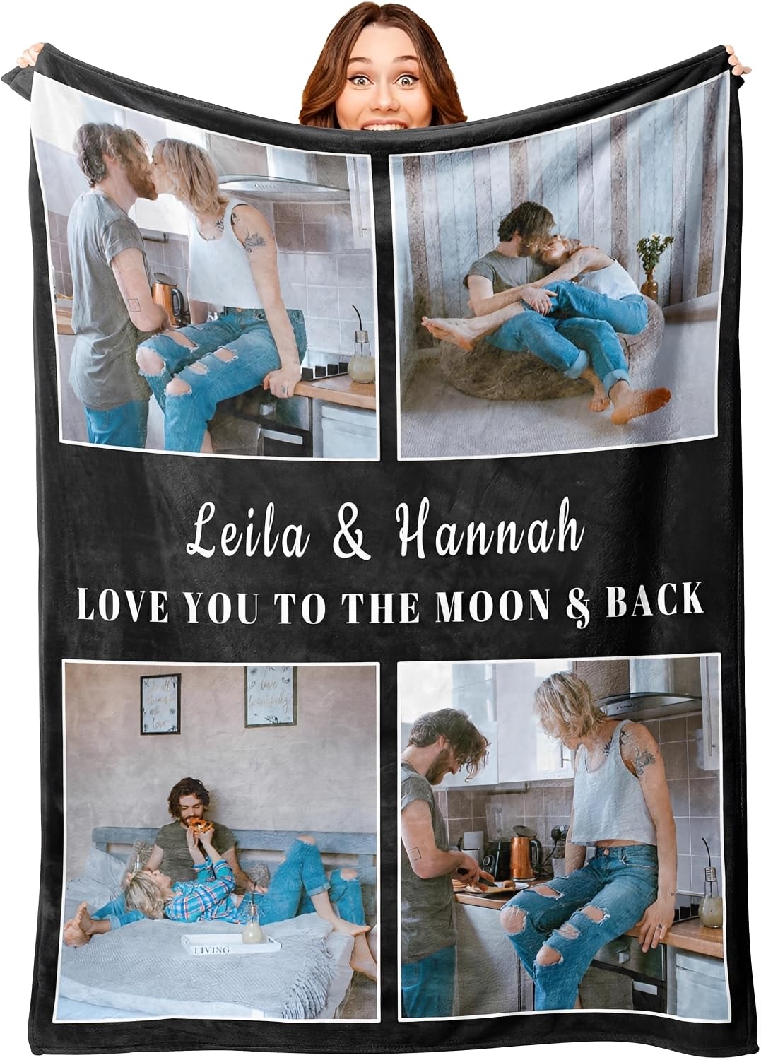 Manta personalizada con fotos personalizadas, regalo de recuerdo con collage de texto y foto, manta personalizada para familia, mamá, papá, niños, esposa, amigos, 170 x 230 cm