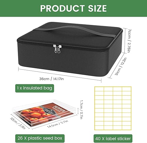 Miniatura 4 de Caja organizadora de almacenamiento de semillas de 38 ranuras con bolsa aislada que tiene capacidad para 80-200 sobres de semillas, contenedores de