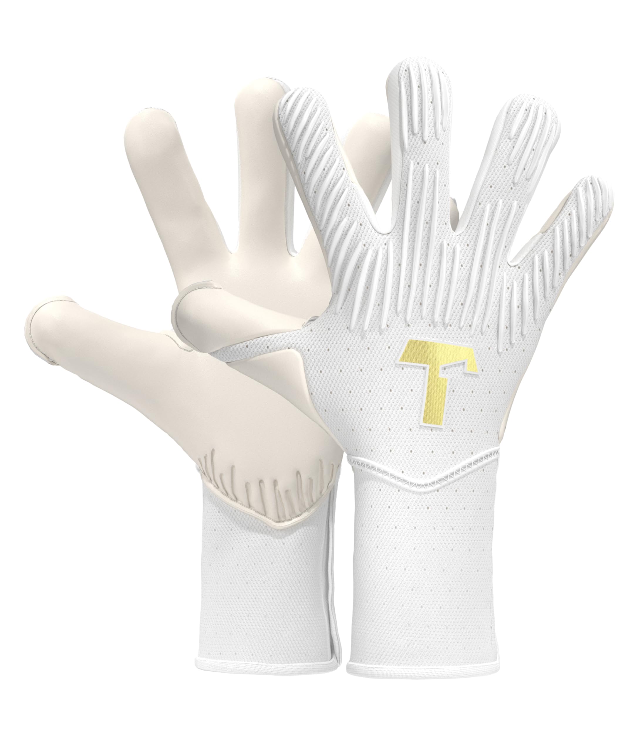 T1TAN Rebel 2.0 White-Out (FP) Goalkeeper Gloves - Football Gloves with Finger Protection - Size 6