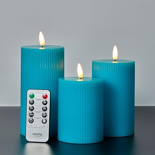 Miniatura 18 de VENTA Juego de 3 velas de pilar de marfil cálido | Velas de cera real operadas por baterías con llama parpadeante | Decoración atemporal para todo