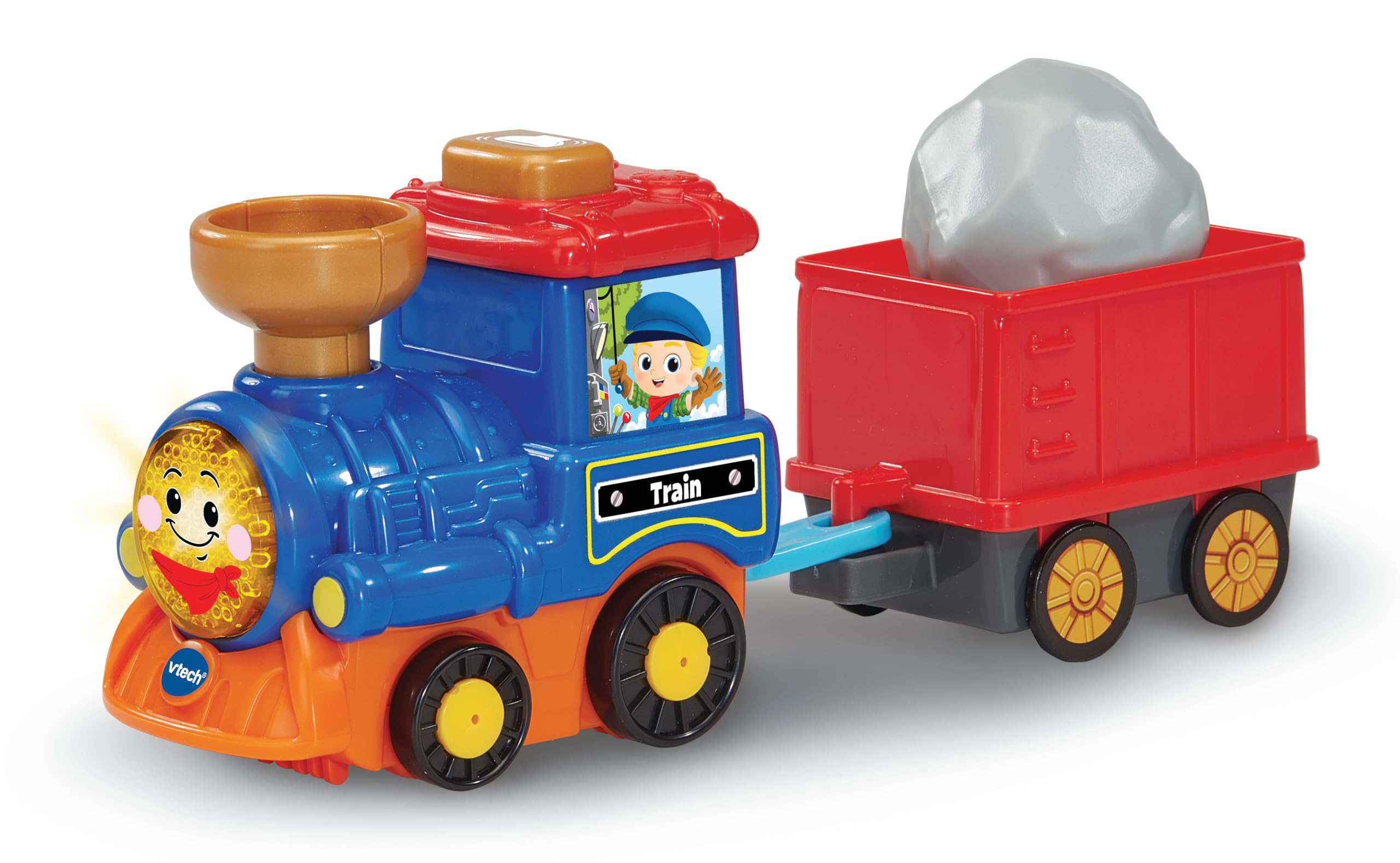 VTech Toot-Toot Drivers Cargo Train, Interactive Toddler Toy, Pretend Play Train with Lights, Sounds & Phrases, Suitable for 12 Months, 2, 3, 4 Plus Years, English Version
