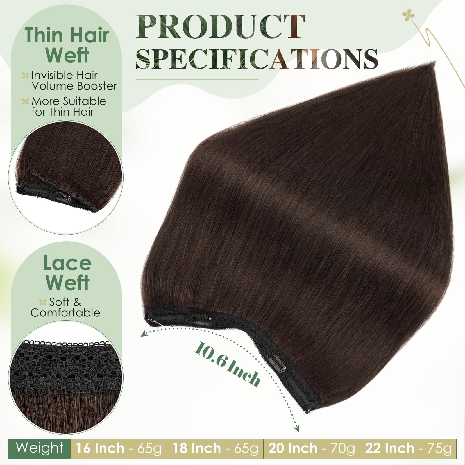 LECIPO Clip In Hair Extensions Real Human Hair 4 PCS Set